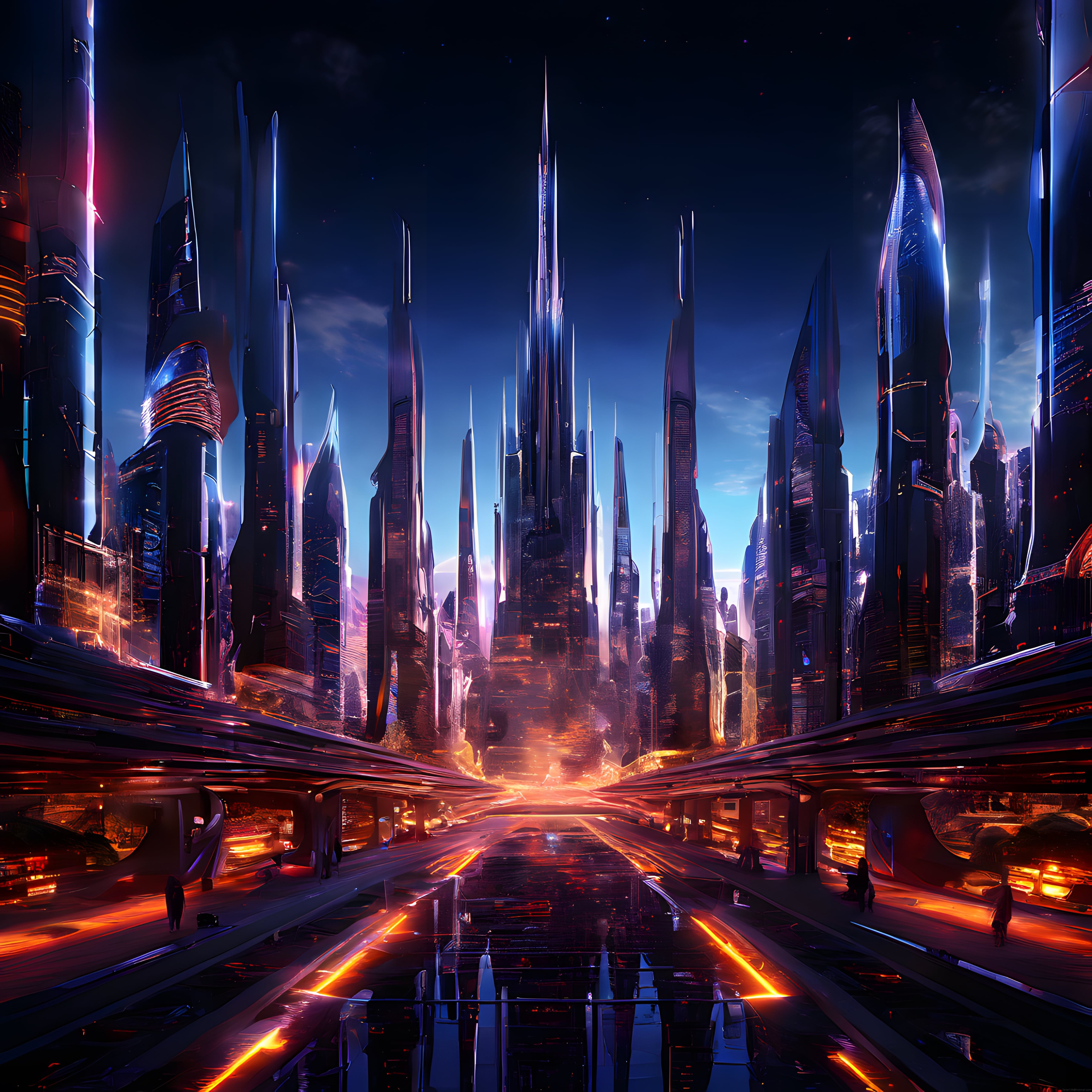 Neon Işıklı Fütüristik Şehir: Cyberpunk Metropol ve Bilim Kurgu Manzarası