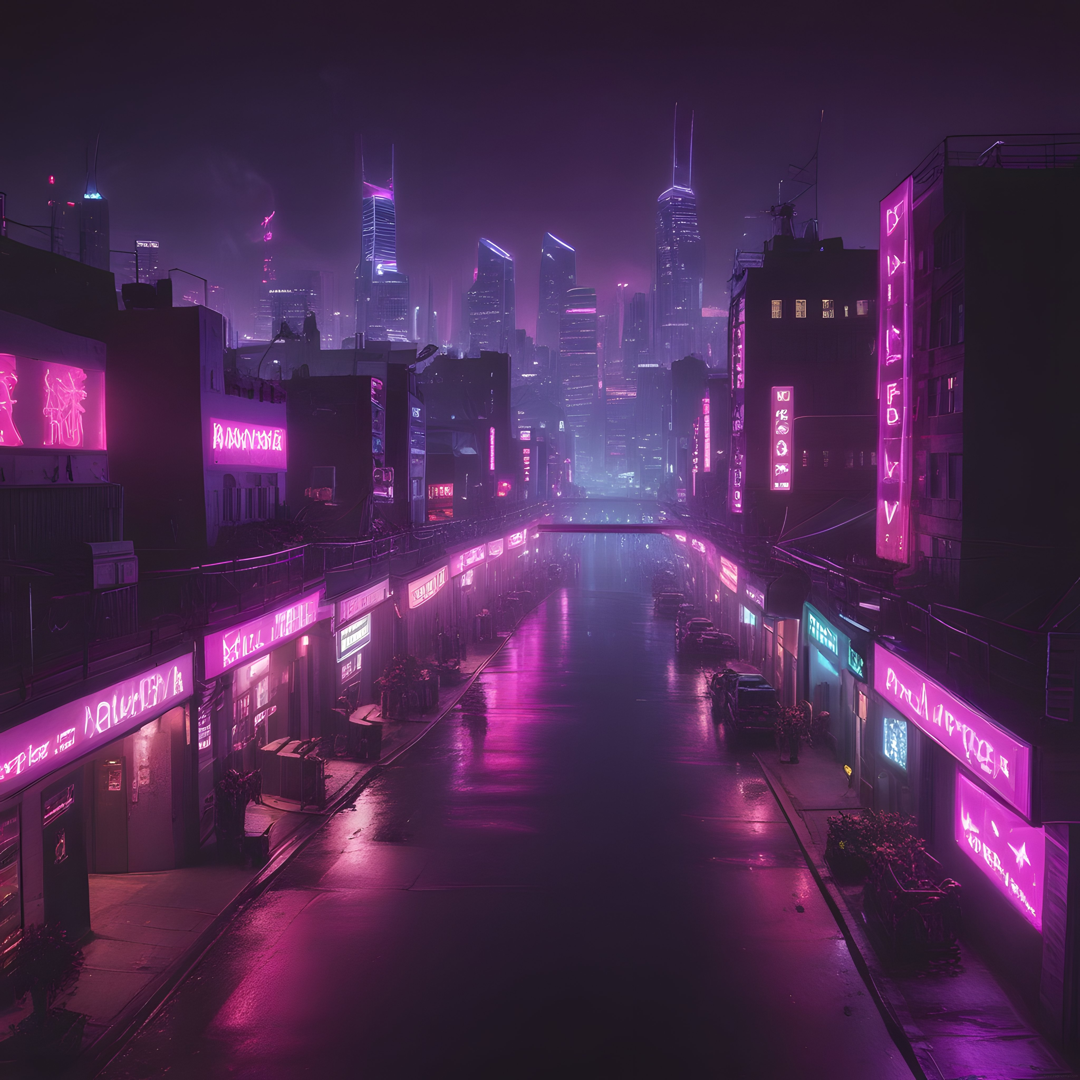 Neon Işıklı Geleceğin Şehri: Cyberpunk Gece Manzarası