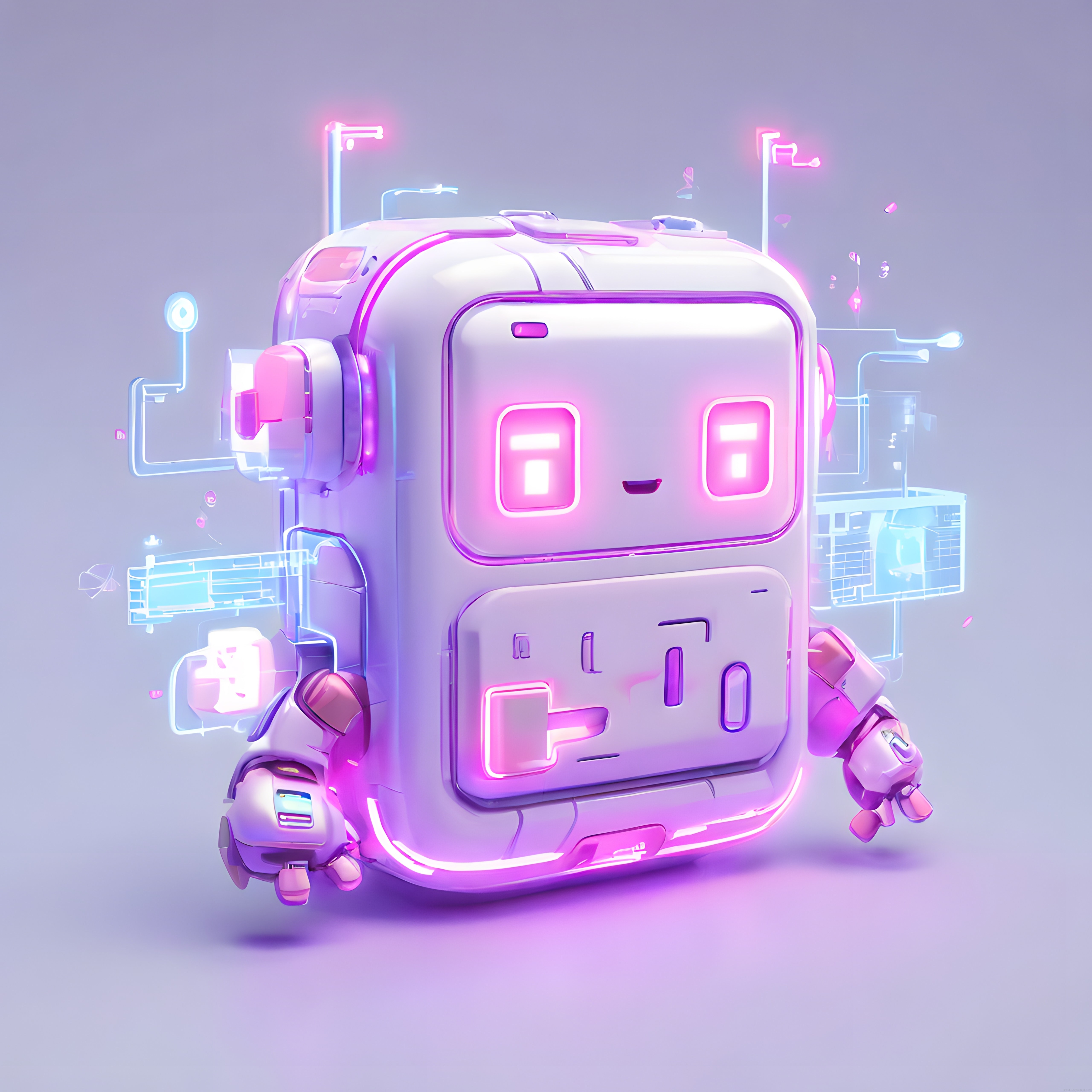 Neon Işıklı Sevimli Robot Karakter: Geleceğin Dijital Arkadaşı Neon Işıklı Sevimli Robot Karakter: Geleceğin Dijital Arkadaşı