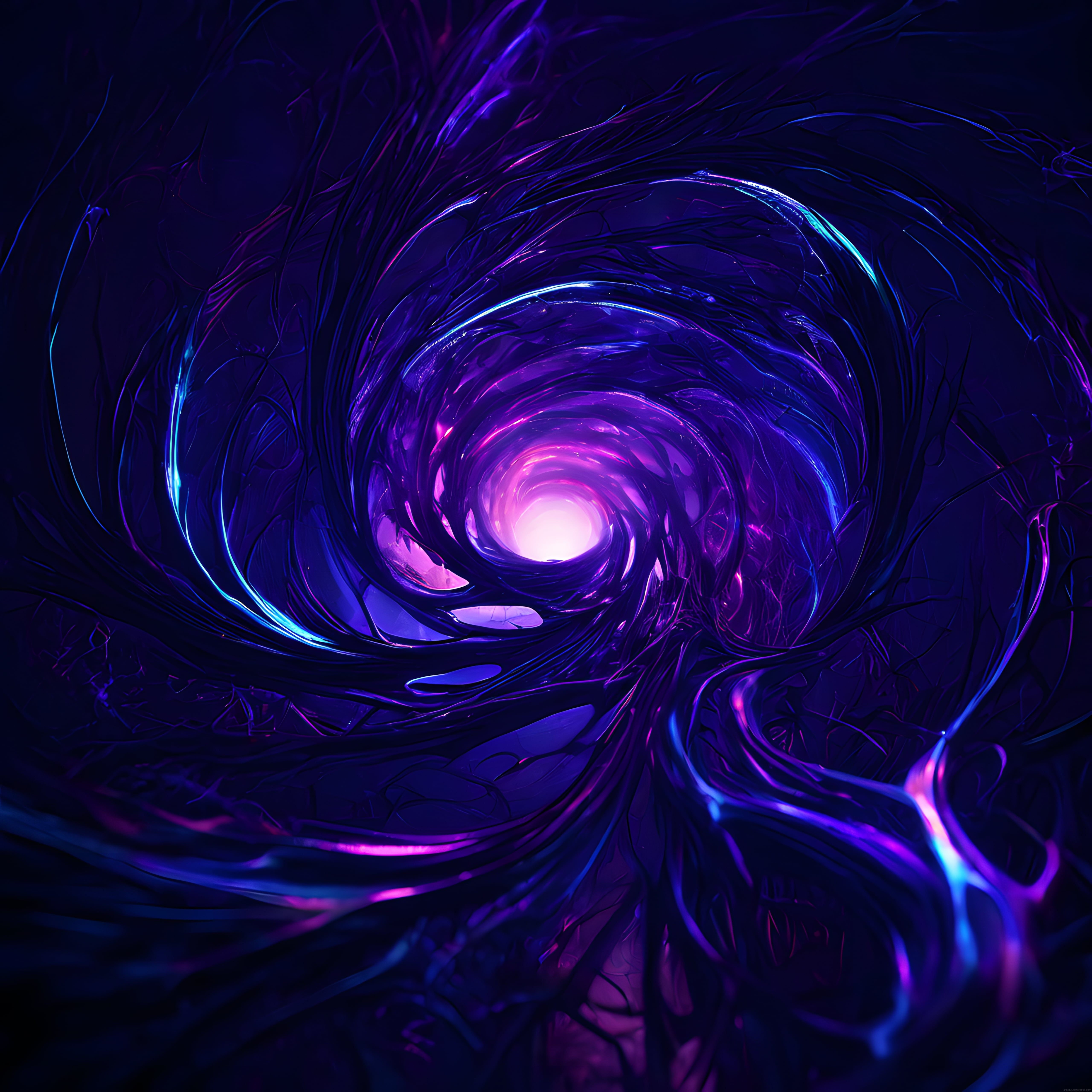 Neon Işıklı Soyut Dijital Vortex: Bilimkurgu Tünel Arka Planı