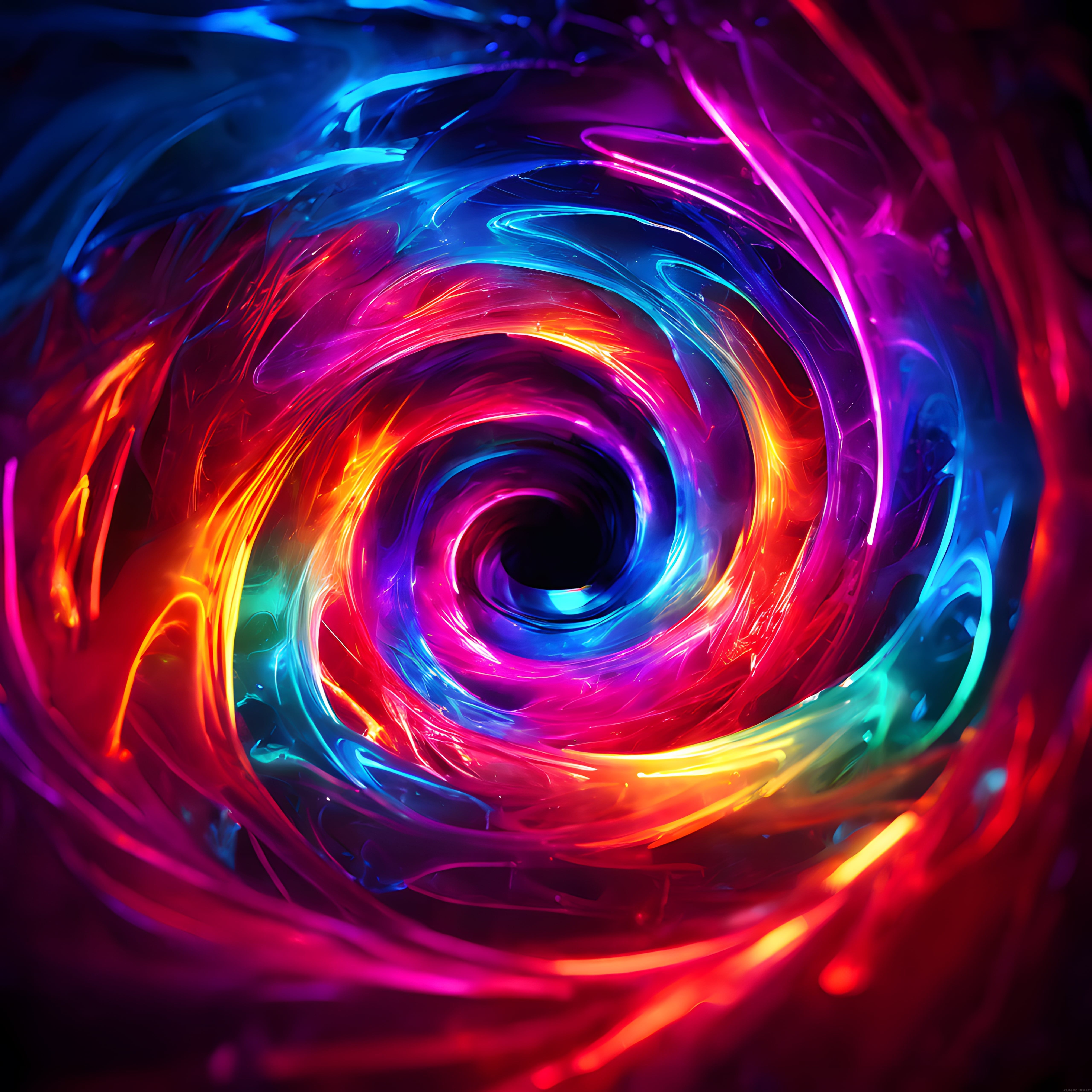 Neon Renklerin Büyüleyici Spiral Dansı: Dijital Sanatın Enerjik Dünyası
