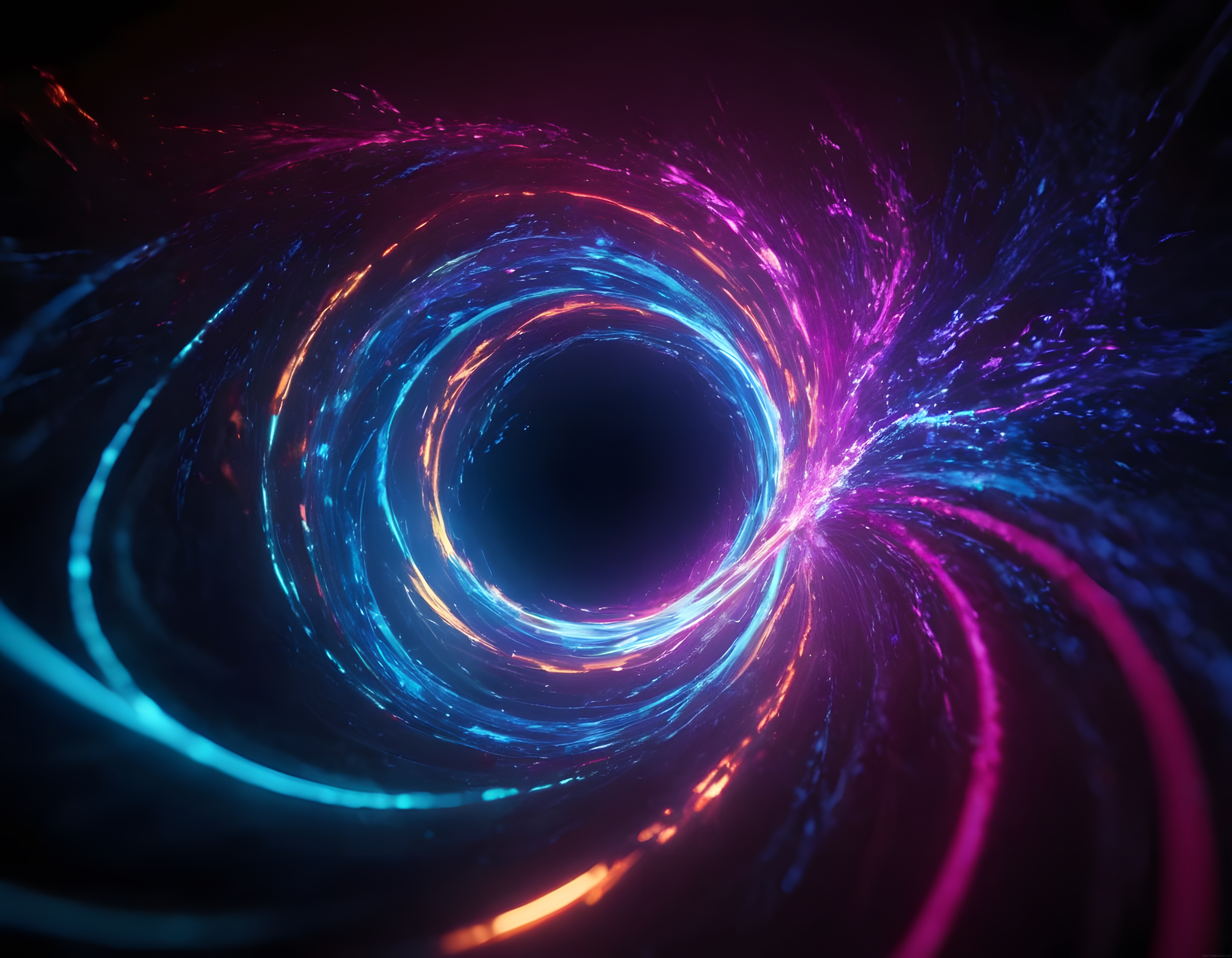 Neon renkli solucan deliği illüstrasyonu ve kozmik uzay boşluğu arka planı