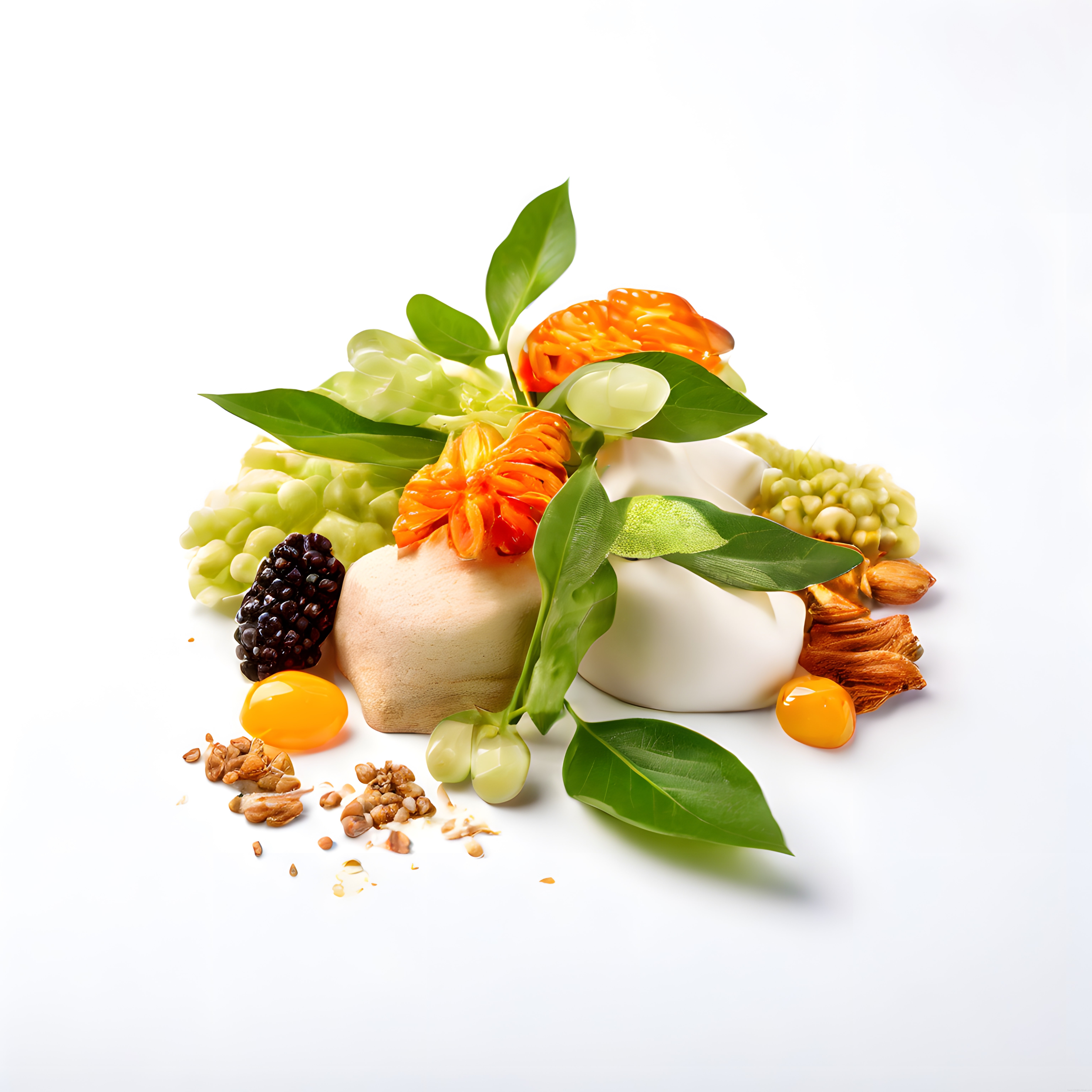 Nergis Çiçeği ve Böğürtlen Süslemeli Fine Dining Tatlı Sunumu