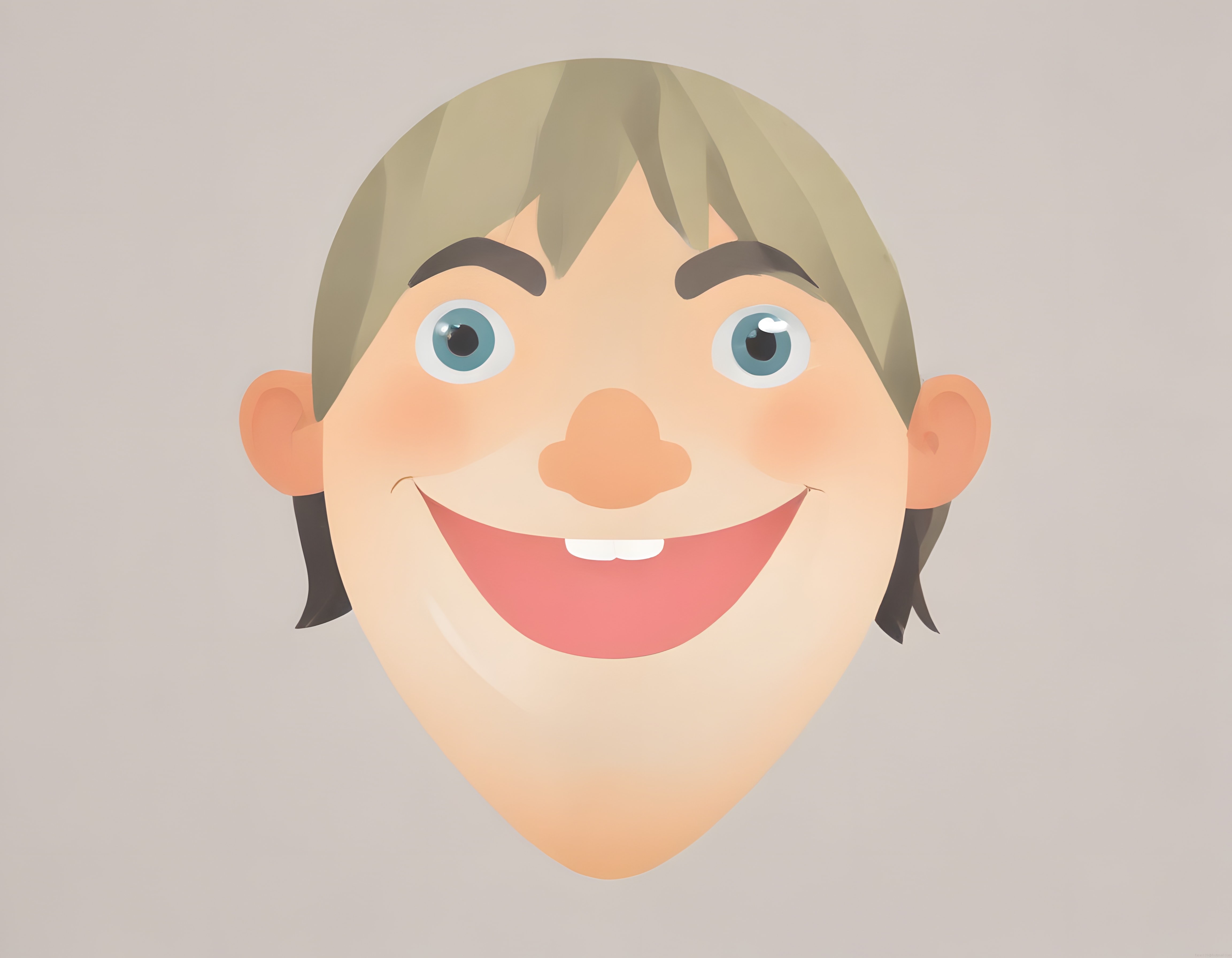 Neşeli Genç Adam Vektör Karakter Çizimi ve Mavi Gözlü Cartoon Avatar
