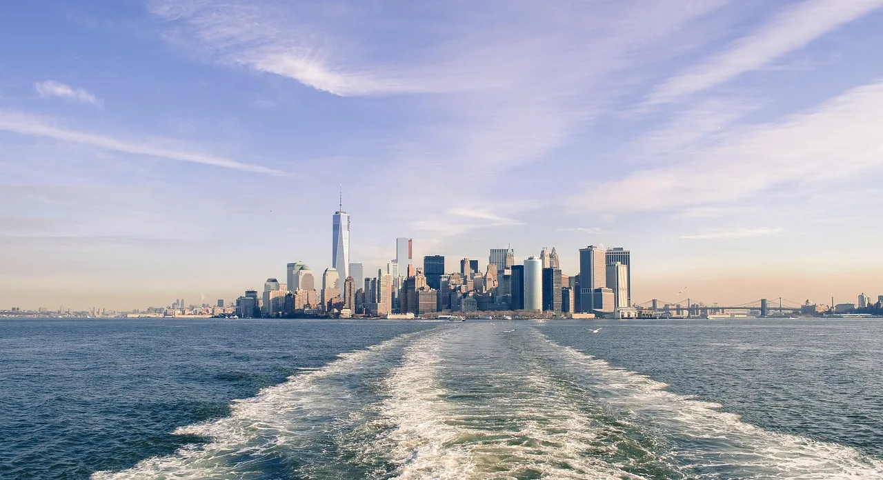 New York deniz silüeti - kentsel şehir manzarası