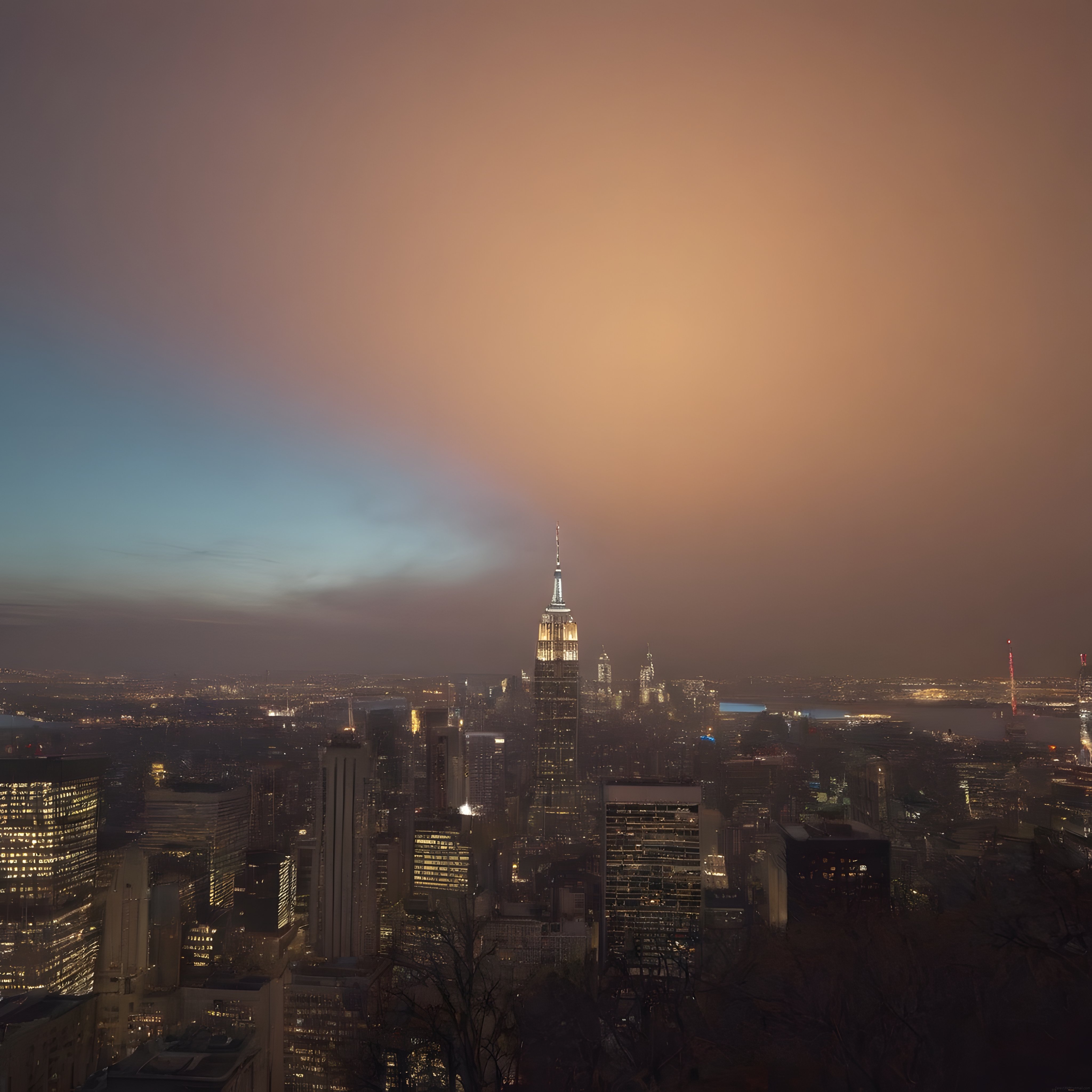 New York'un Sisli Gecesinde Empire State Building ve Manhattan Skyline'ı