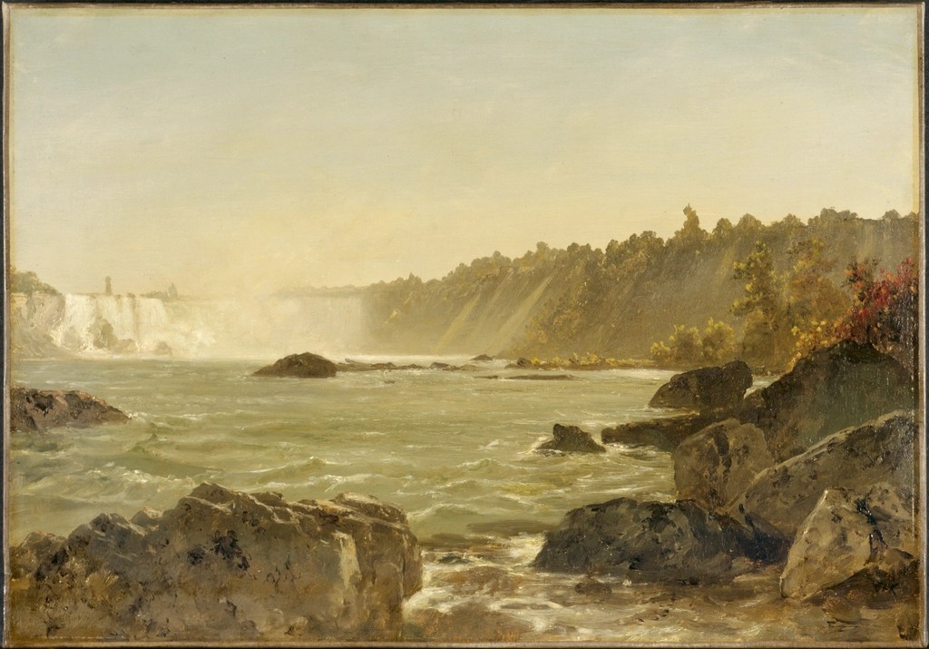 Niagara Şelalesi Manzaralı Romantik Dönem Klasik Yağlı Boya Sanat Tablosu