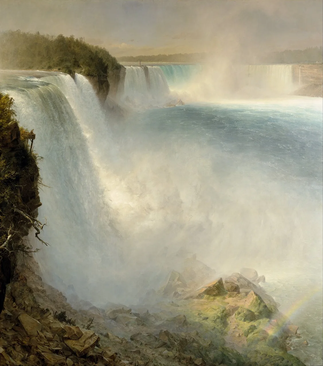 Niagara Şelalesi manzaralı yağlı boya tablo - doğal sahne