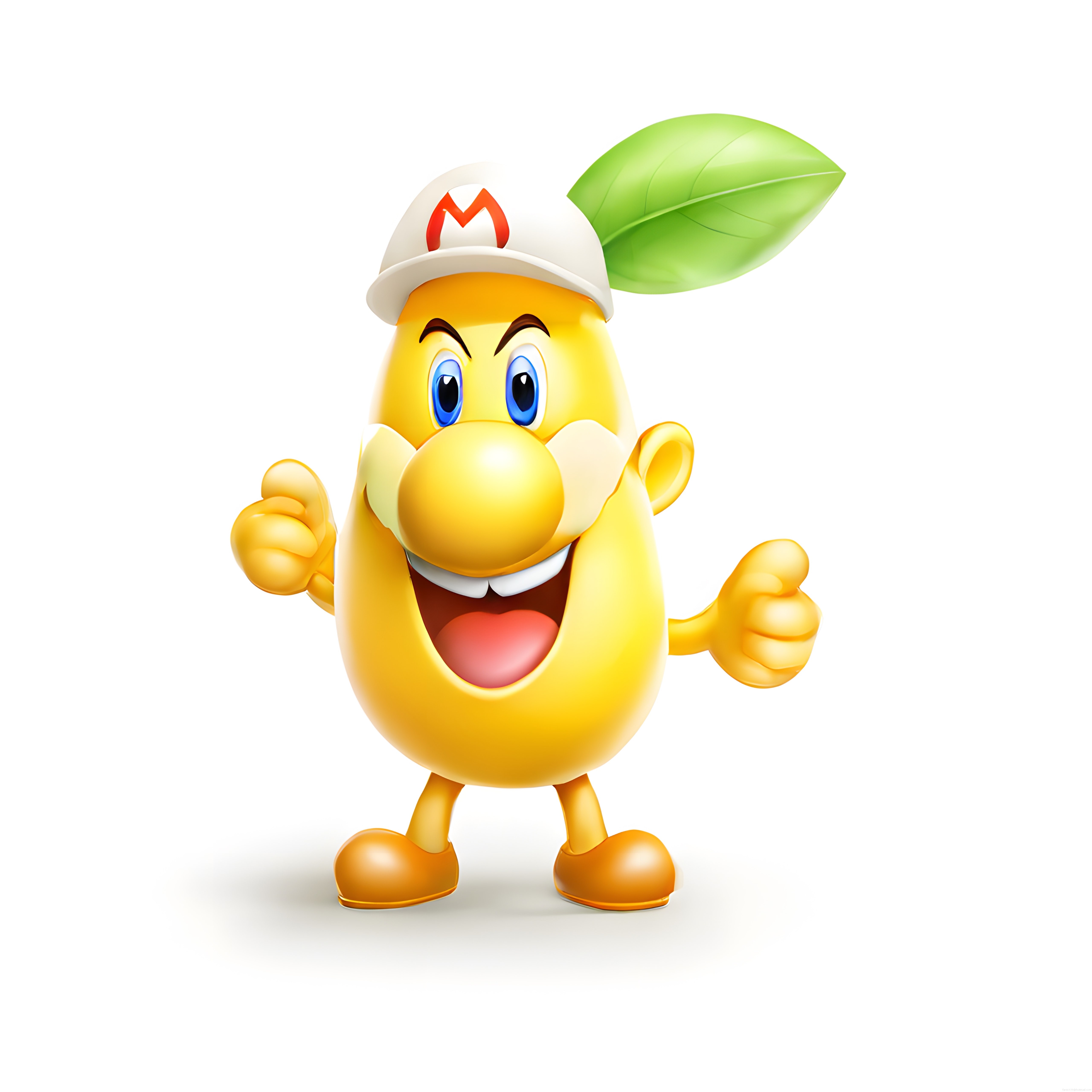 Nintendo Efsanesinden Esinlenmiş Neşeli Limon Karakter Dijital İllüstrasyonu