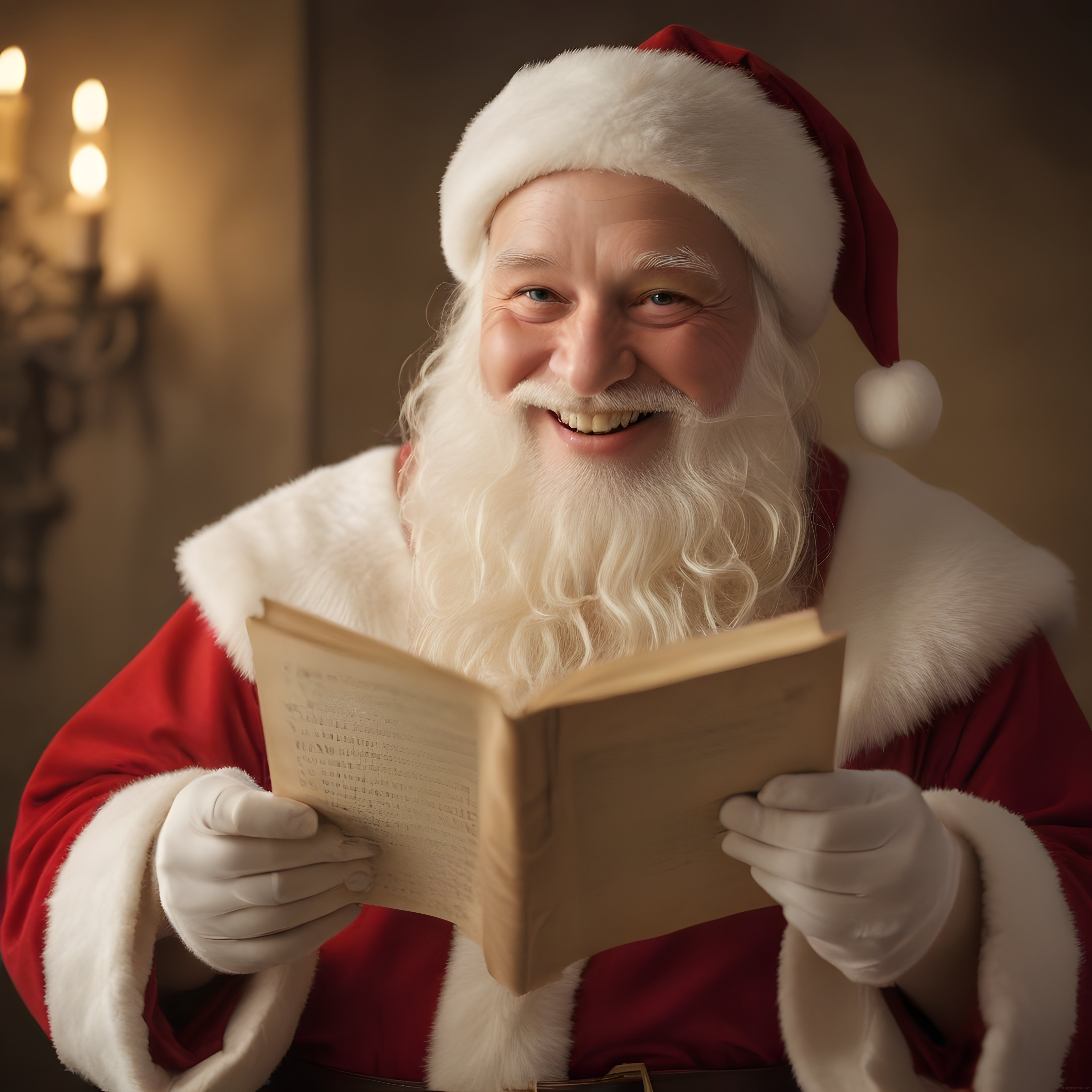 Noel Baba Geleneksel Kırmızı Kıyafetiyle Eski Kitap Okurken Sıcak Portre