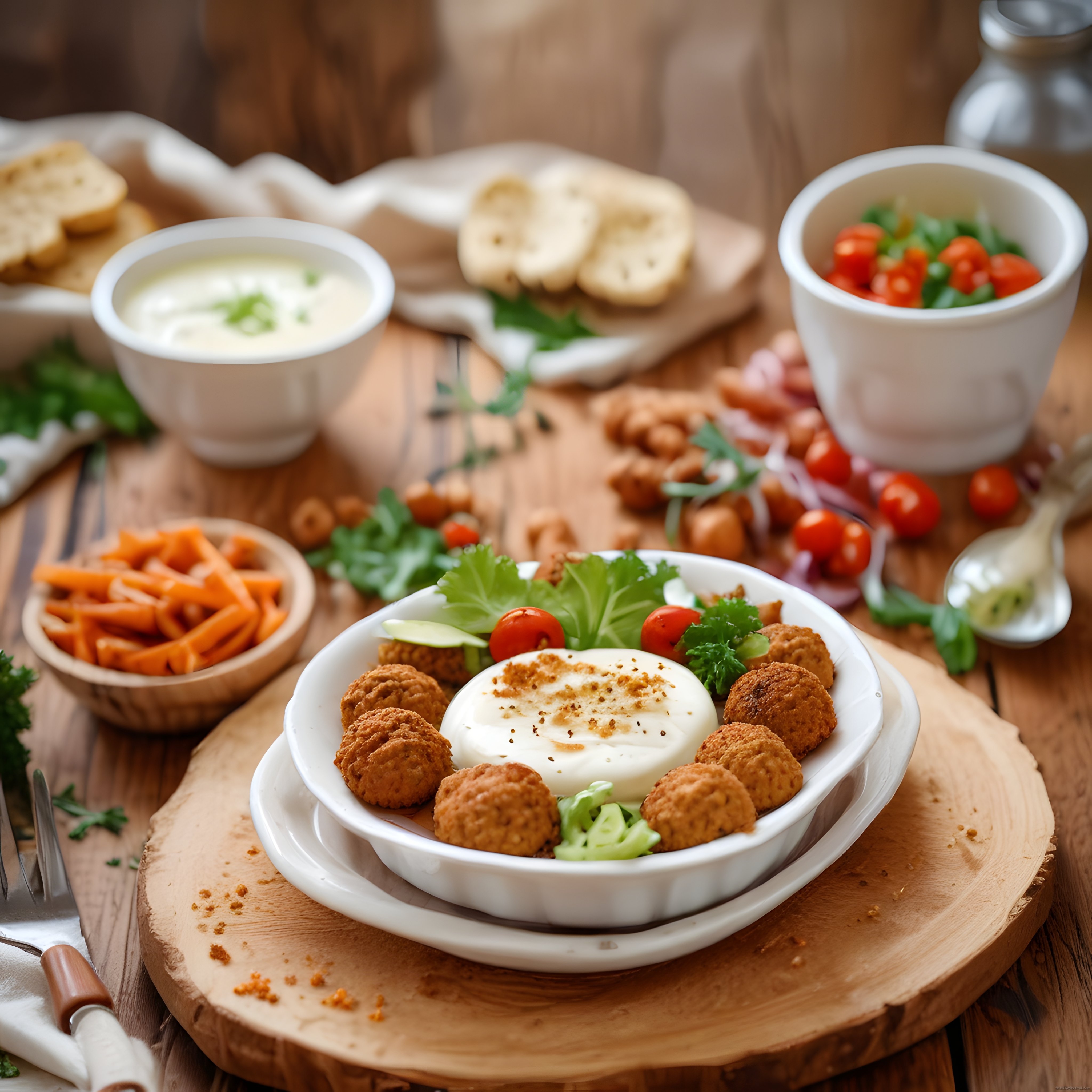 Nohut Köftesi ve Humuslu Mezze Tabağı: Sağlıklı ve Lezzetli Özel Sunum
