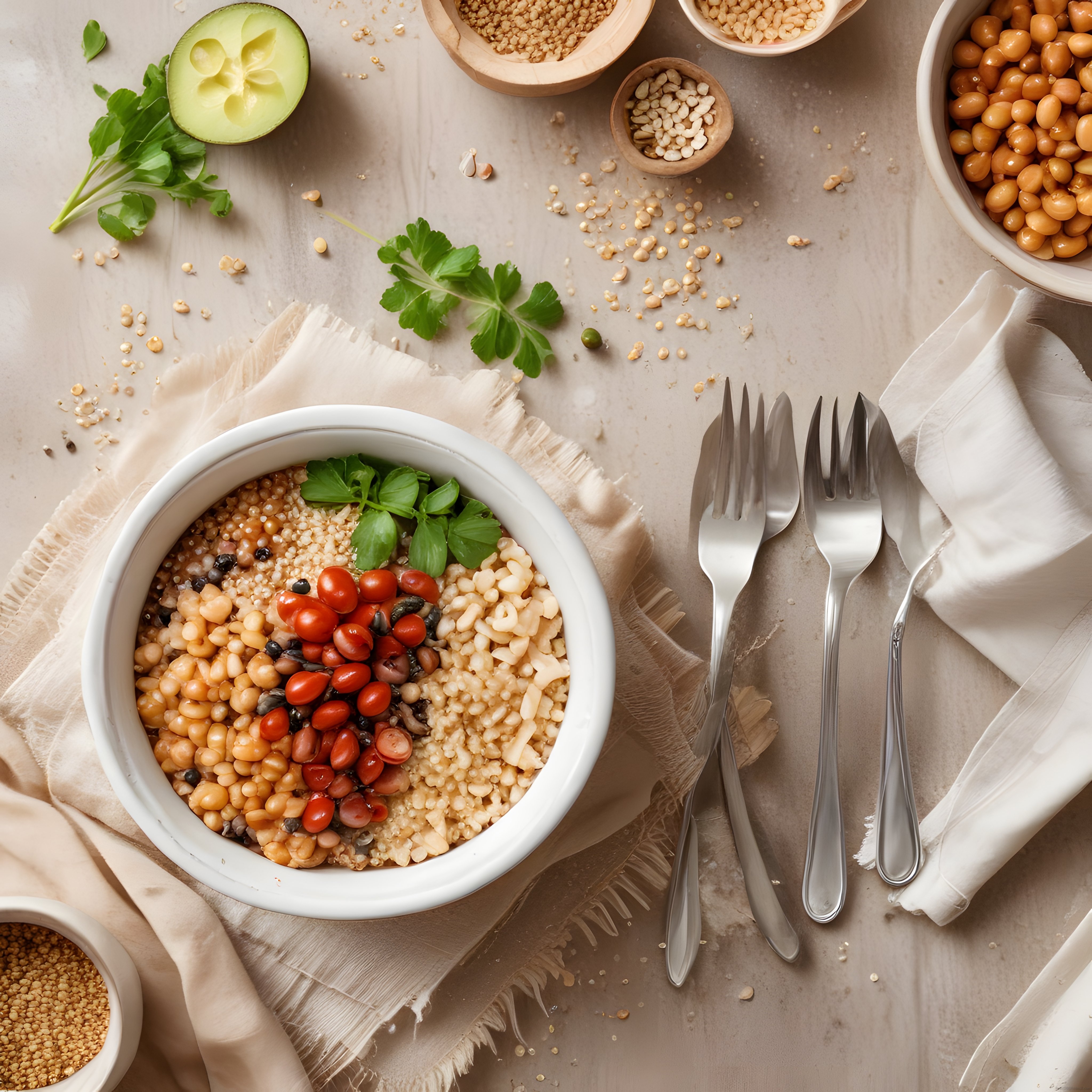 Nohutlu Tahıllı Vegan Buddha Kase: Sağlıklı Beslenme ve Organik Sunum