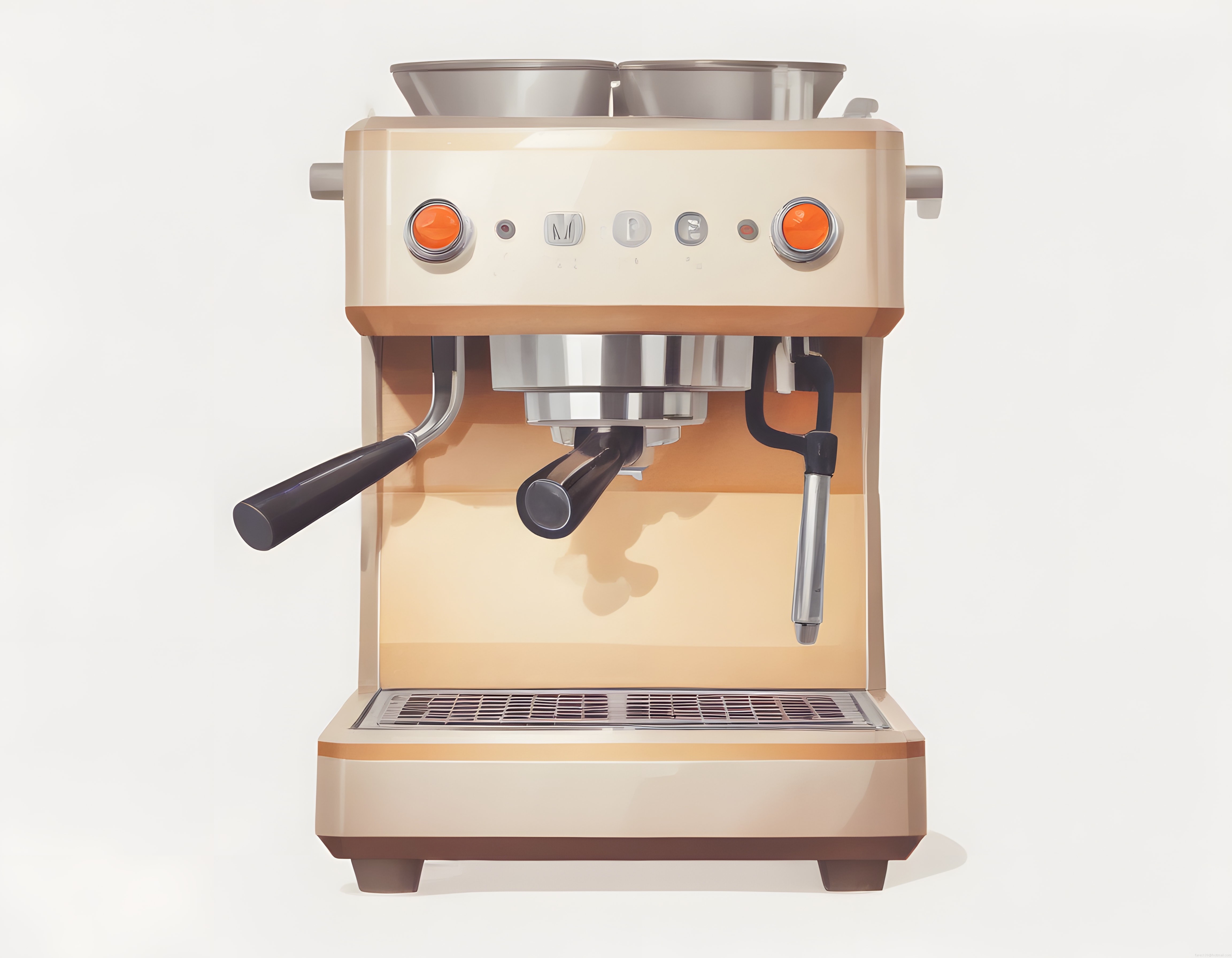 Nostaljik Bej Espresso Makinesi: Dijital Çizim ve Ev Kahve Deneyimi