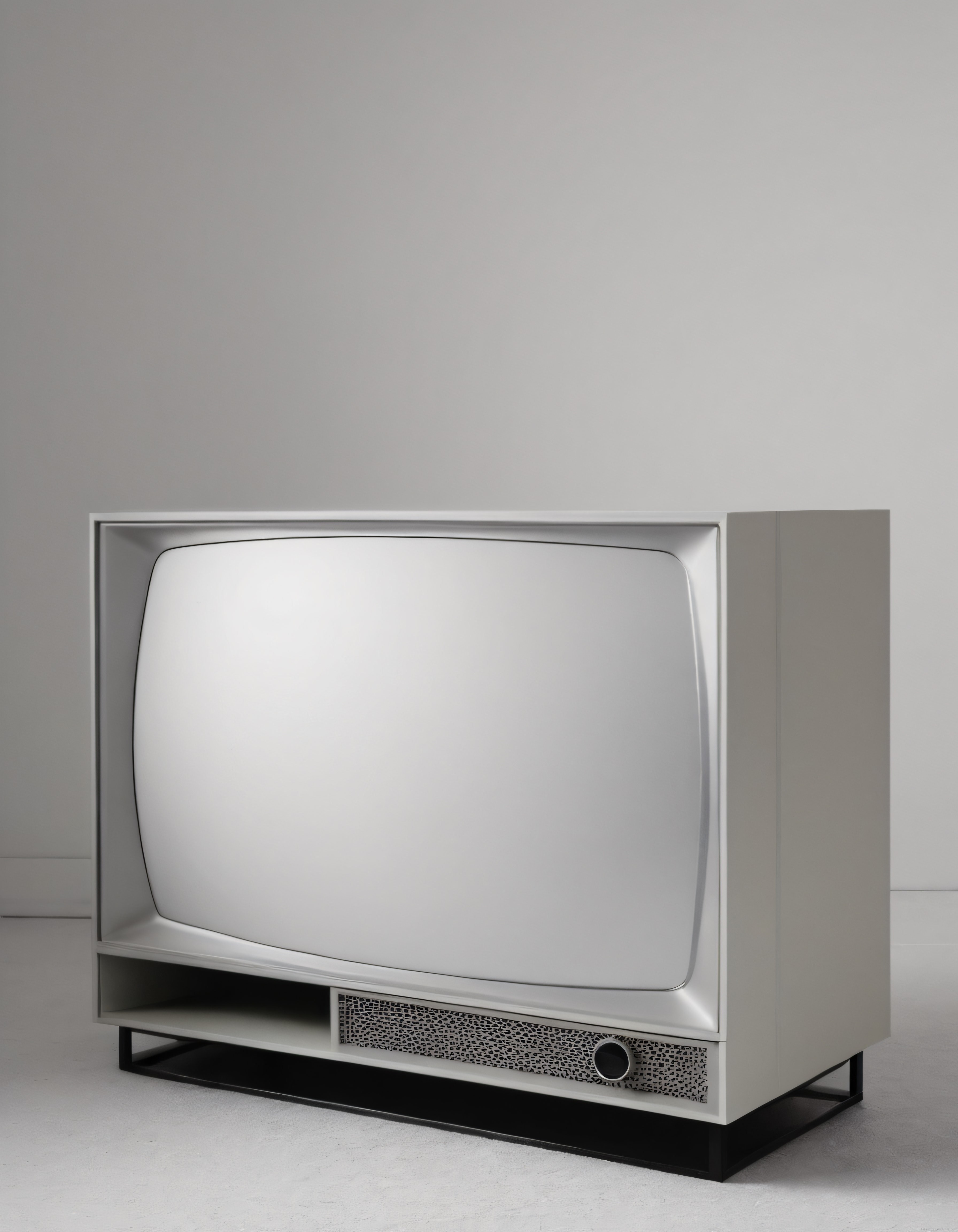 Nostaljik Beyaz Televizyon ve Modern Stüdyo Arka Planın Minimalist Uyumu