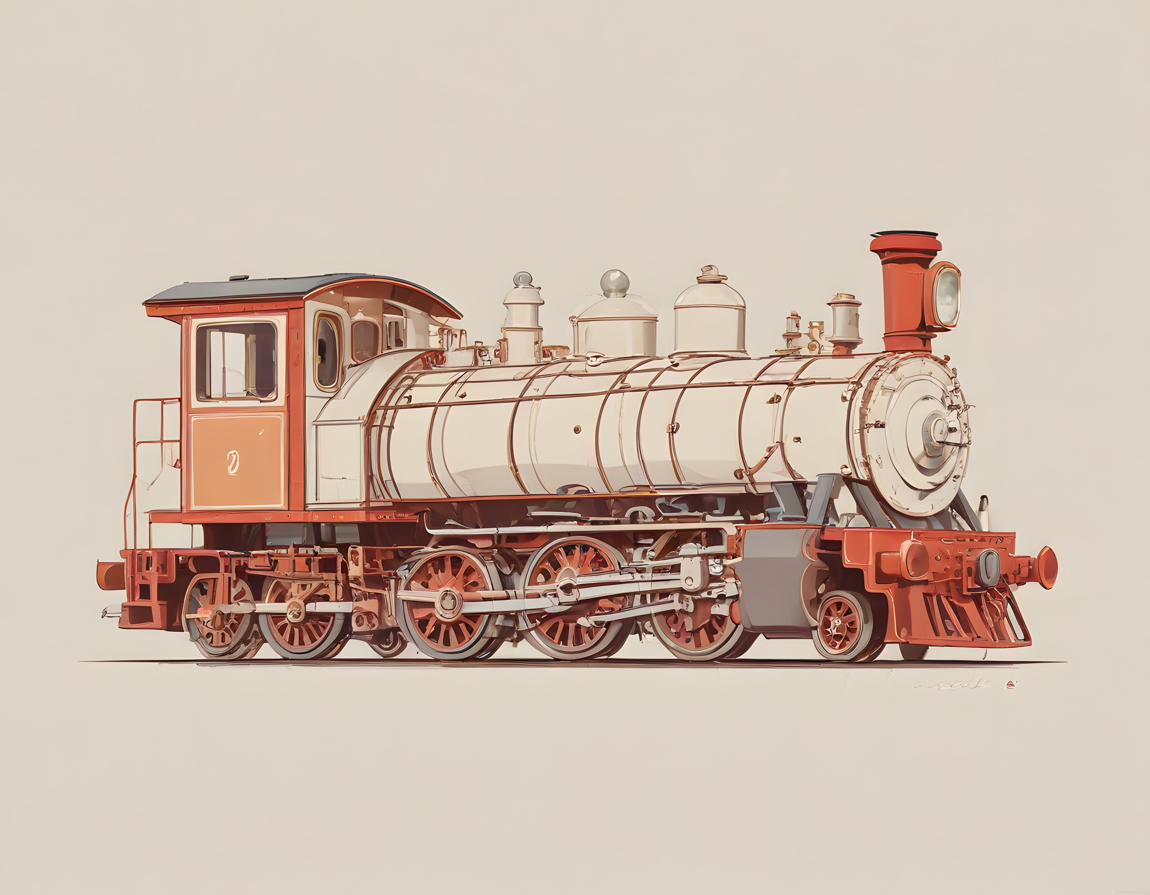 Nostaljik Buharlı Lokomotif: Klasik Trenin Dijital Çizim Tasarımı