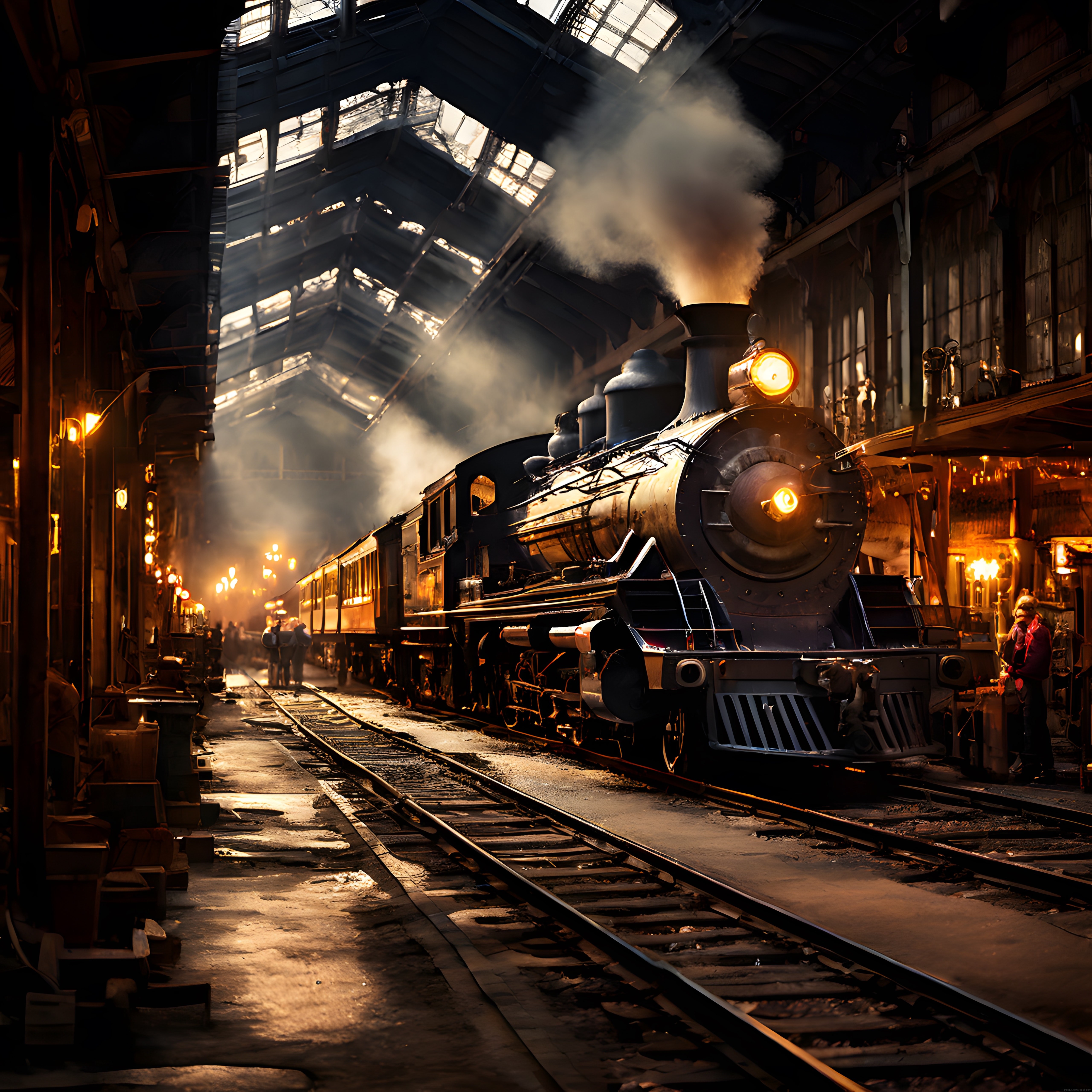 Nostaljik Buharlı Lokomotif ve Islık Çalan Tren Garının Büyüleyici Atmosferi