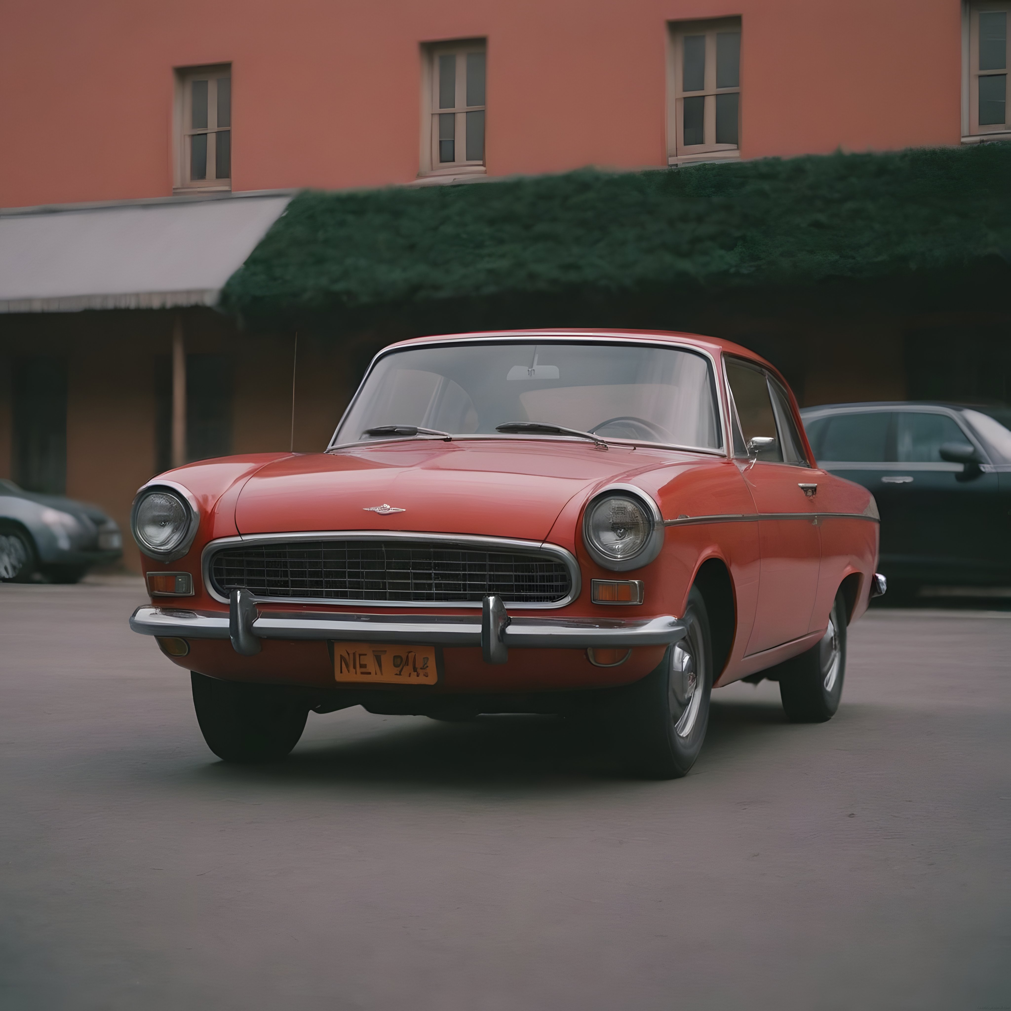 Nostaljik Kırmızı Sedan: Şehrin Arka Sokaklarındaki Klasik Otomobil Zarafeti
