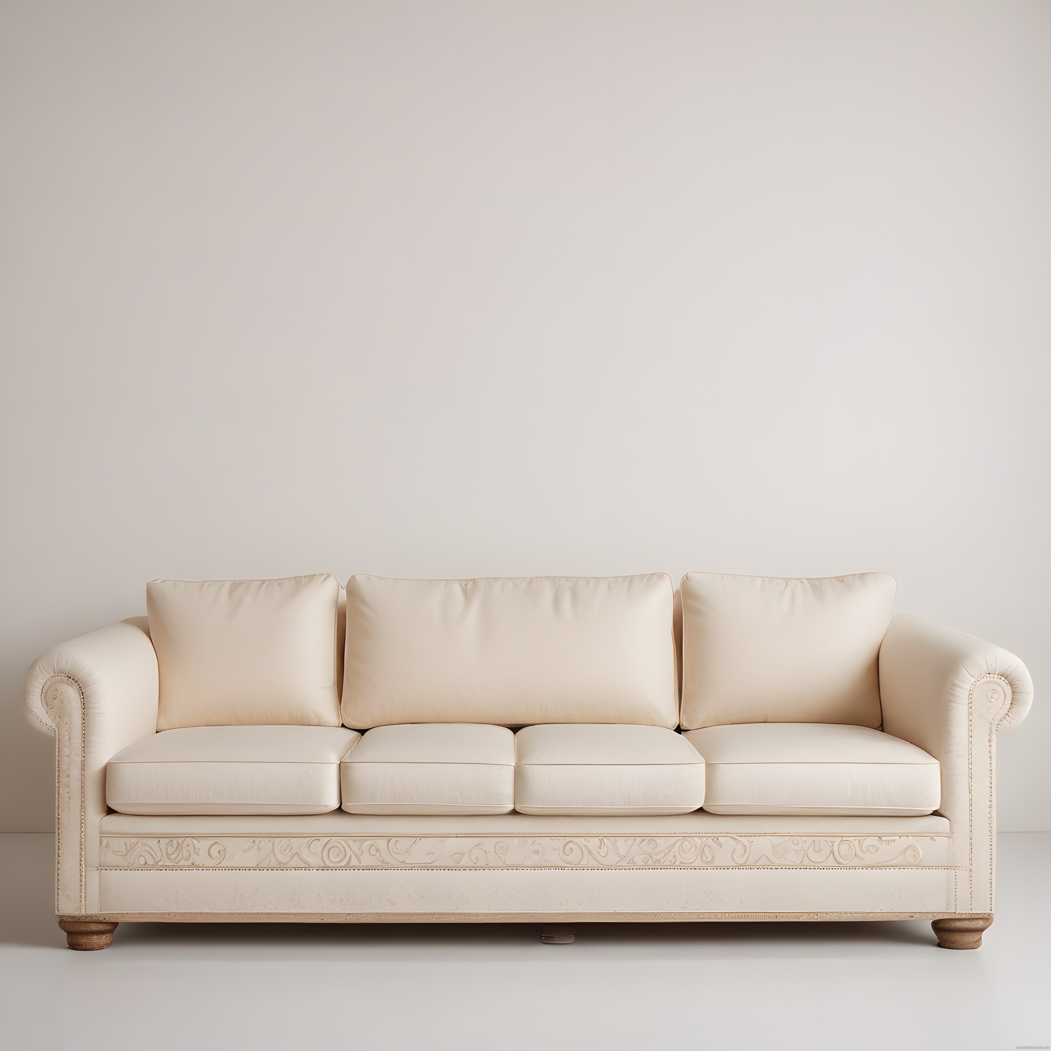 Nostaljik Krem Rengi Chesterfield Koltuk ve Sade Beyaz İç Mekan