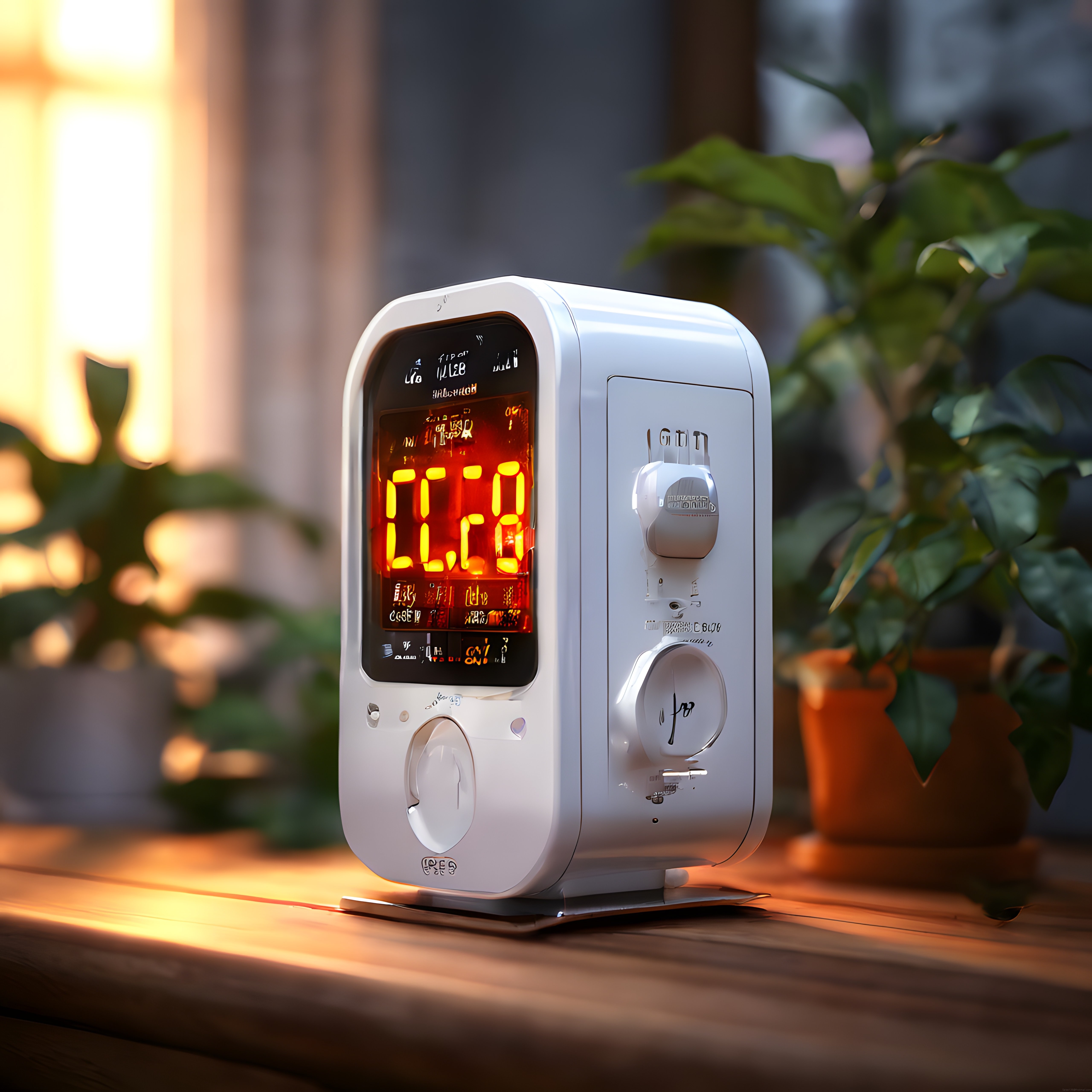 Nostaljik LED Ekranlı Beyaz Masa Saati ve Sıcak Işıklı Oda Atmosferi