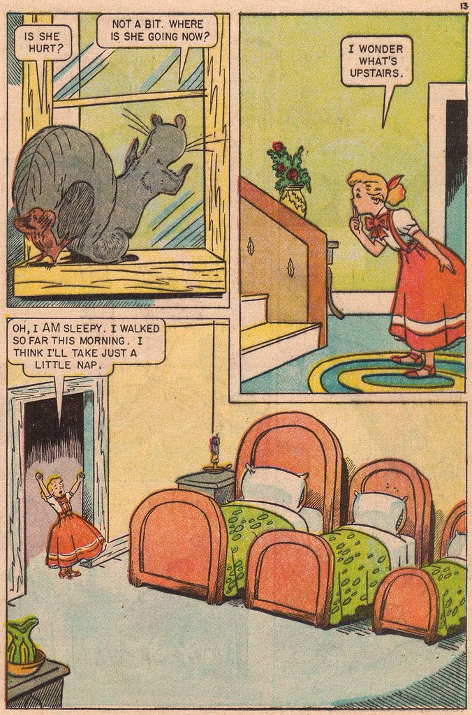 Nostaljik Masal Çizgi Romanda Altın Saçlı Kızın Üç Yatak Macerası