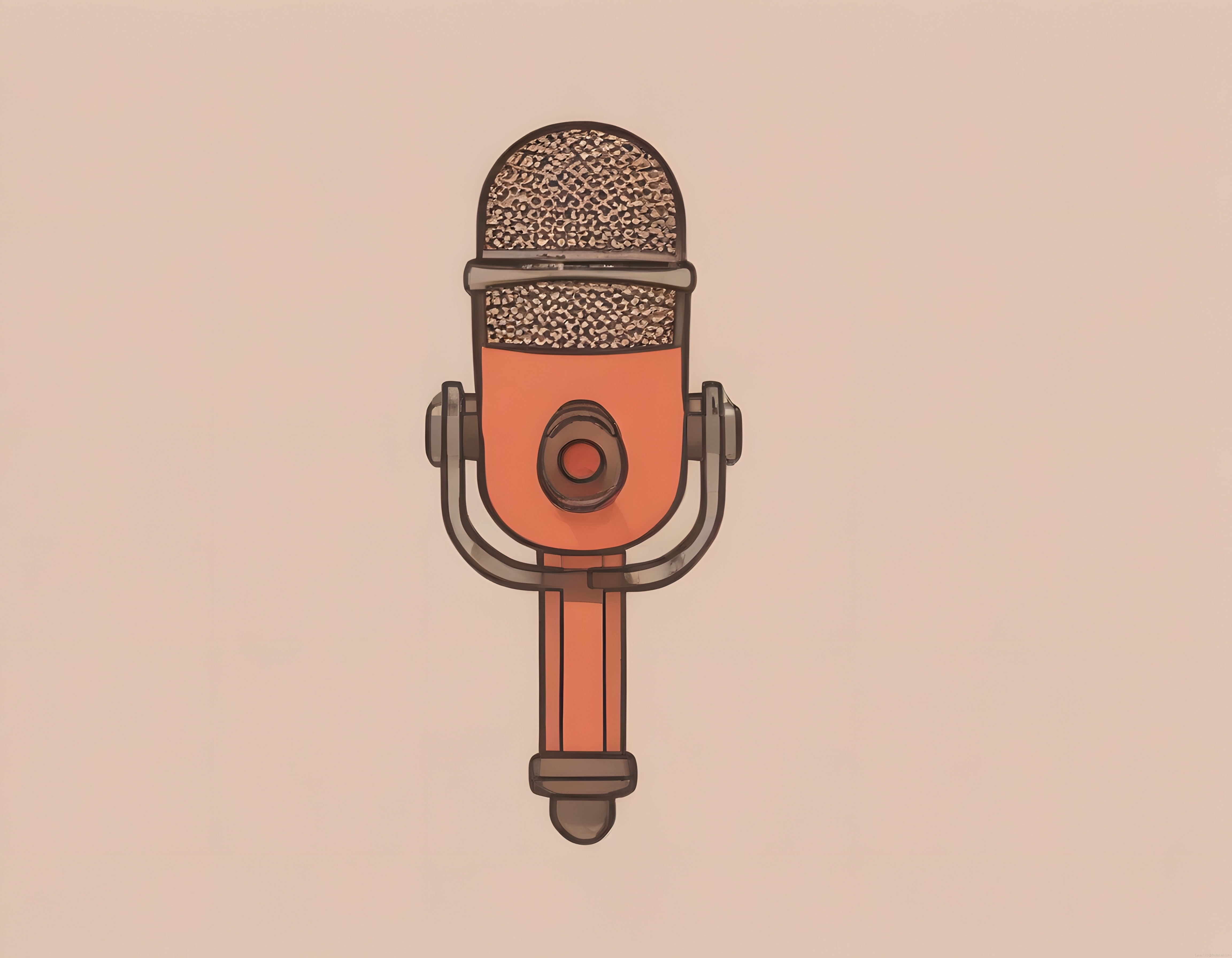 Nostaljik Retro Mikrofon İllüstrasyonu: Podcast ve Ses Kaydı İçin Klasik Tasarım