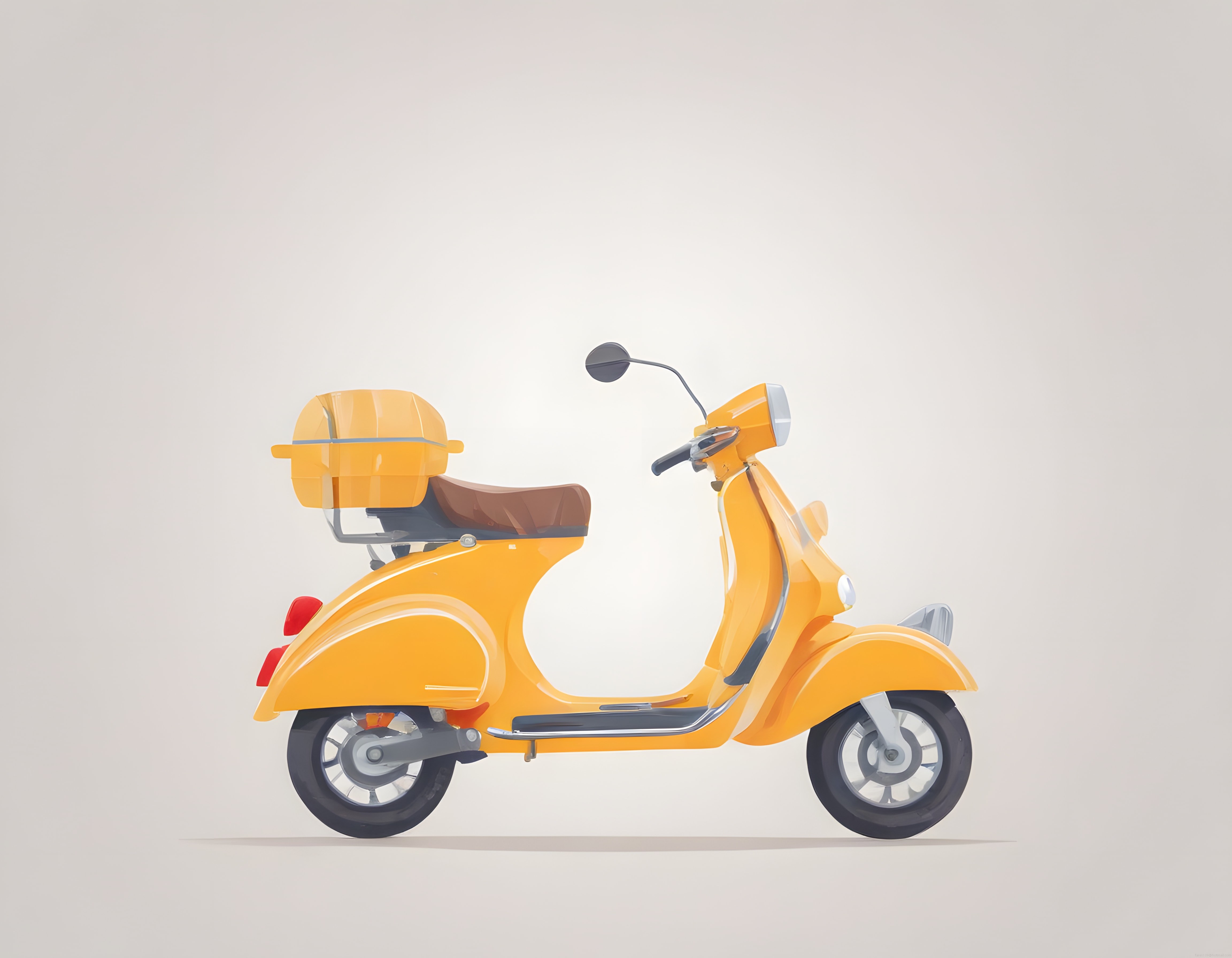 Nostaljik Sarı Vespa Tarzı Scooter ve Arka Bagajlı Minimalist Görseller