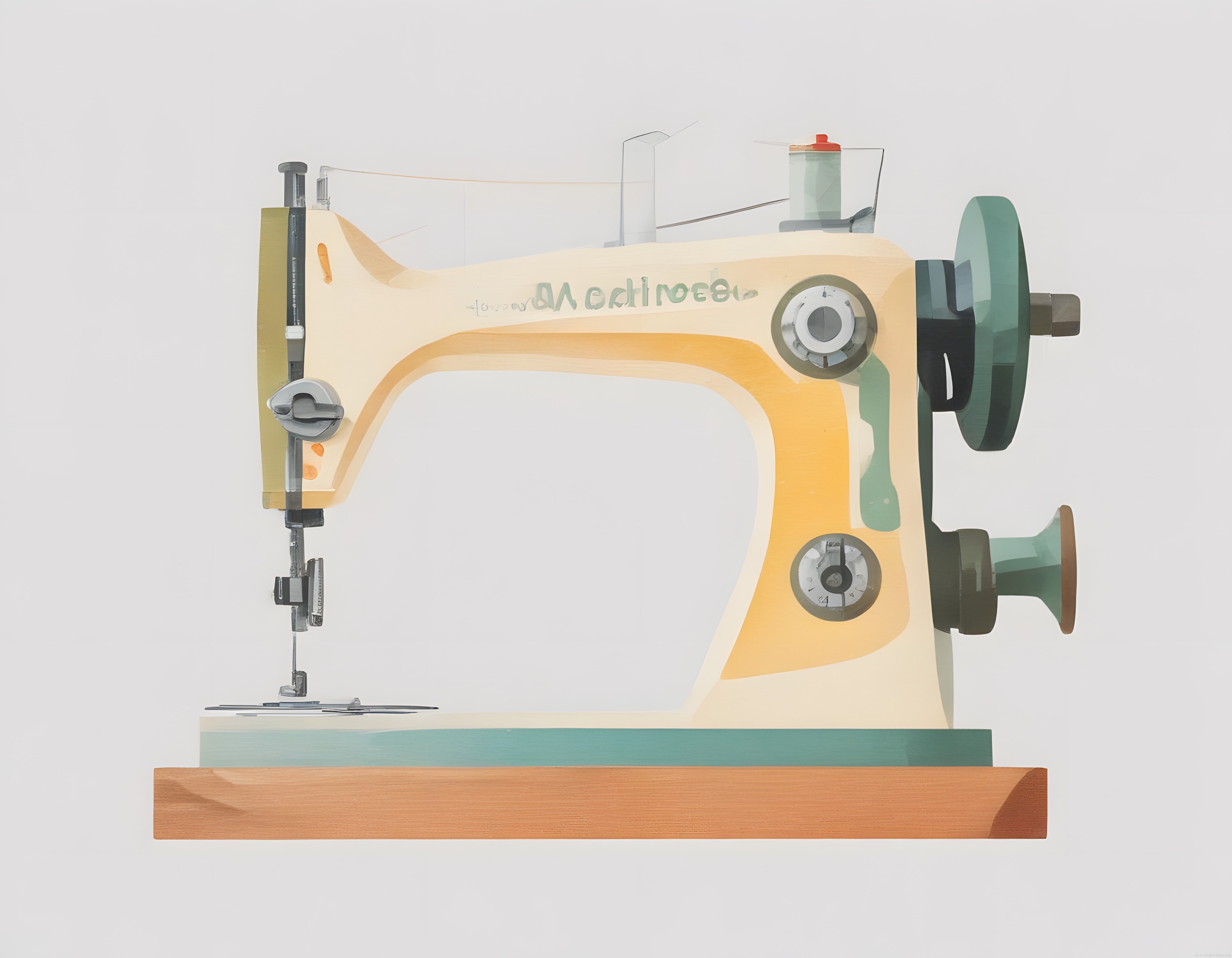 Nostaljik Suluboya Tarzında Vintage Dikiş Makinesi Sanatsal Çizim