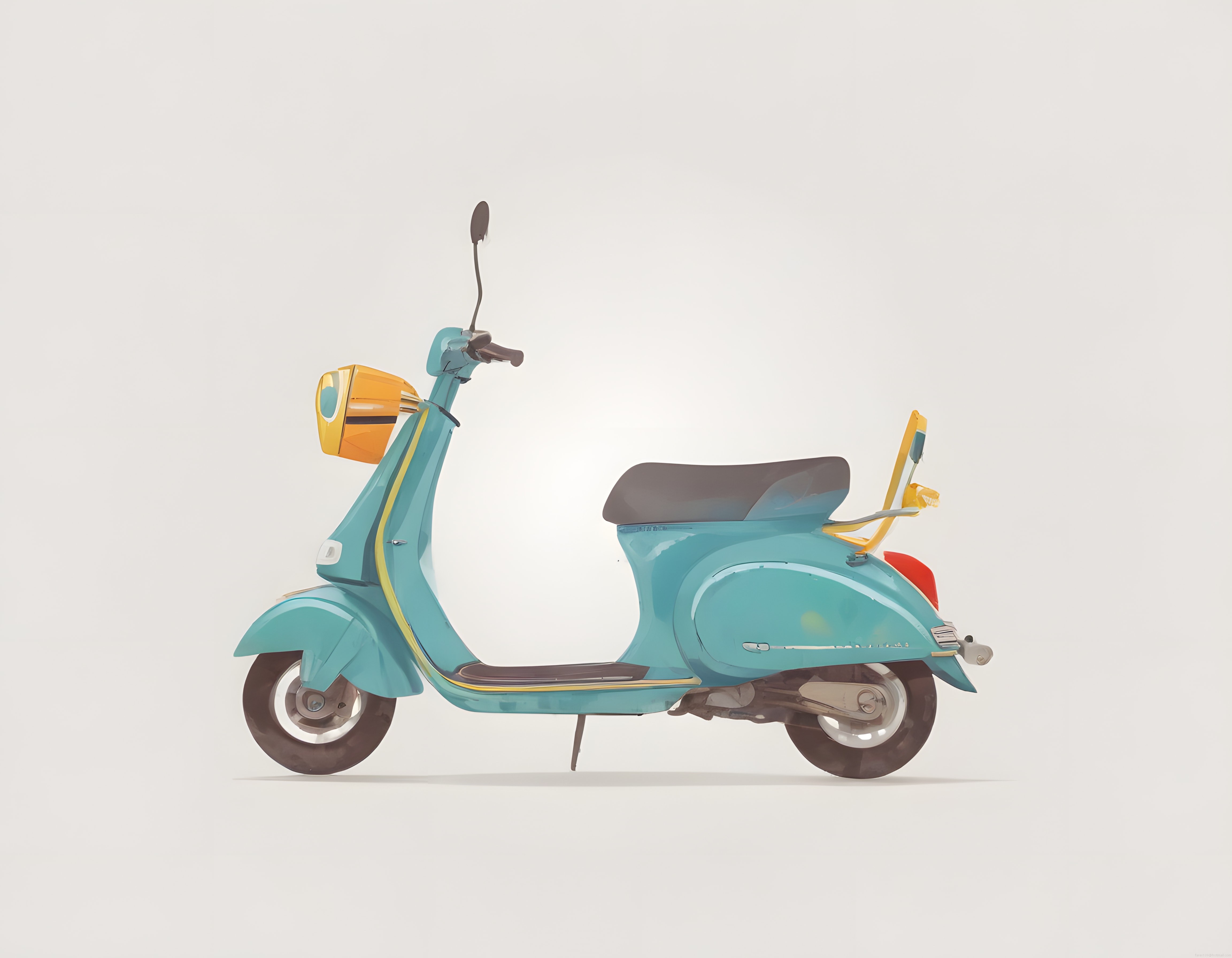 Nostaljik Turkuaz Scooter: Retro Tarzda Vintage Motosiklet İllüstrasyonu