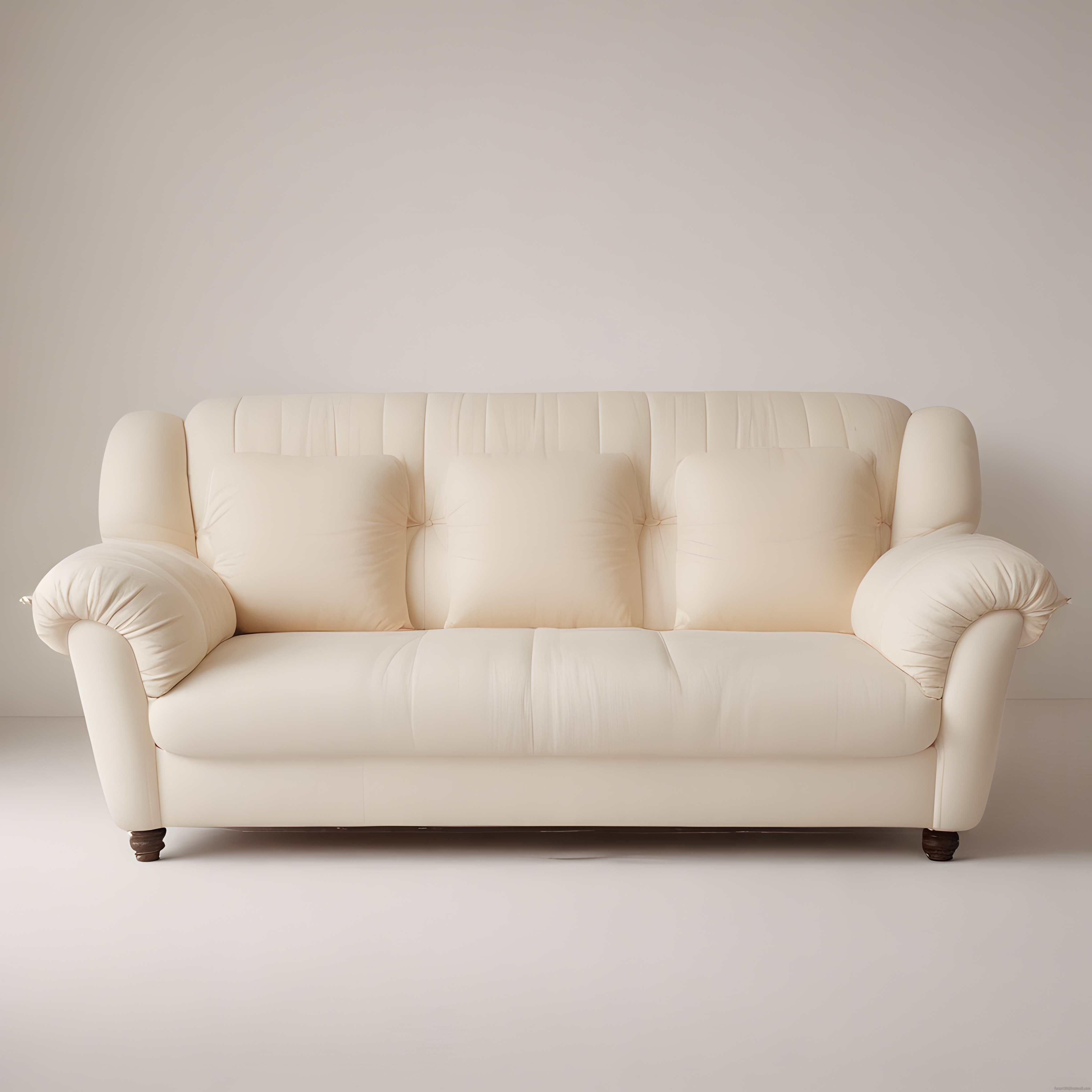 Nötr Renklerde Kapitoneli Krem Rengi Kanepe ve Sade Fonla Minimalist Mekan