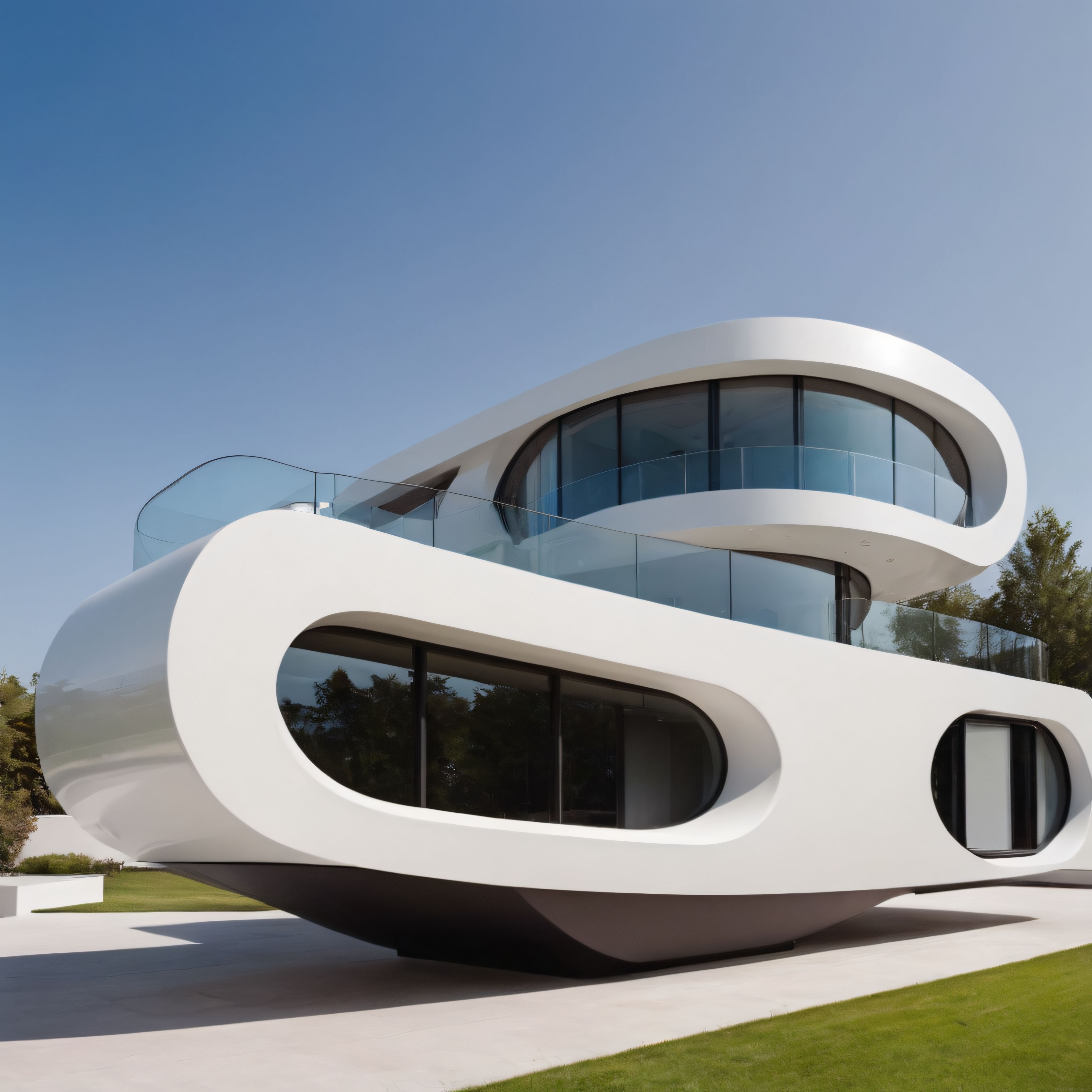 Organik Hatlarıyla Geleceğin Evini Andıran Beyaz Futuristik Villa Tasarımı