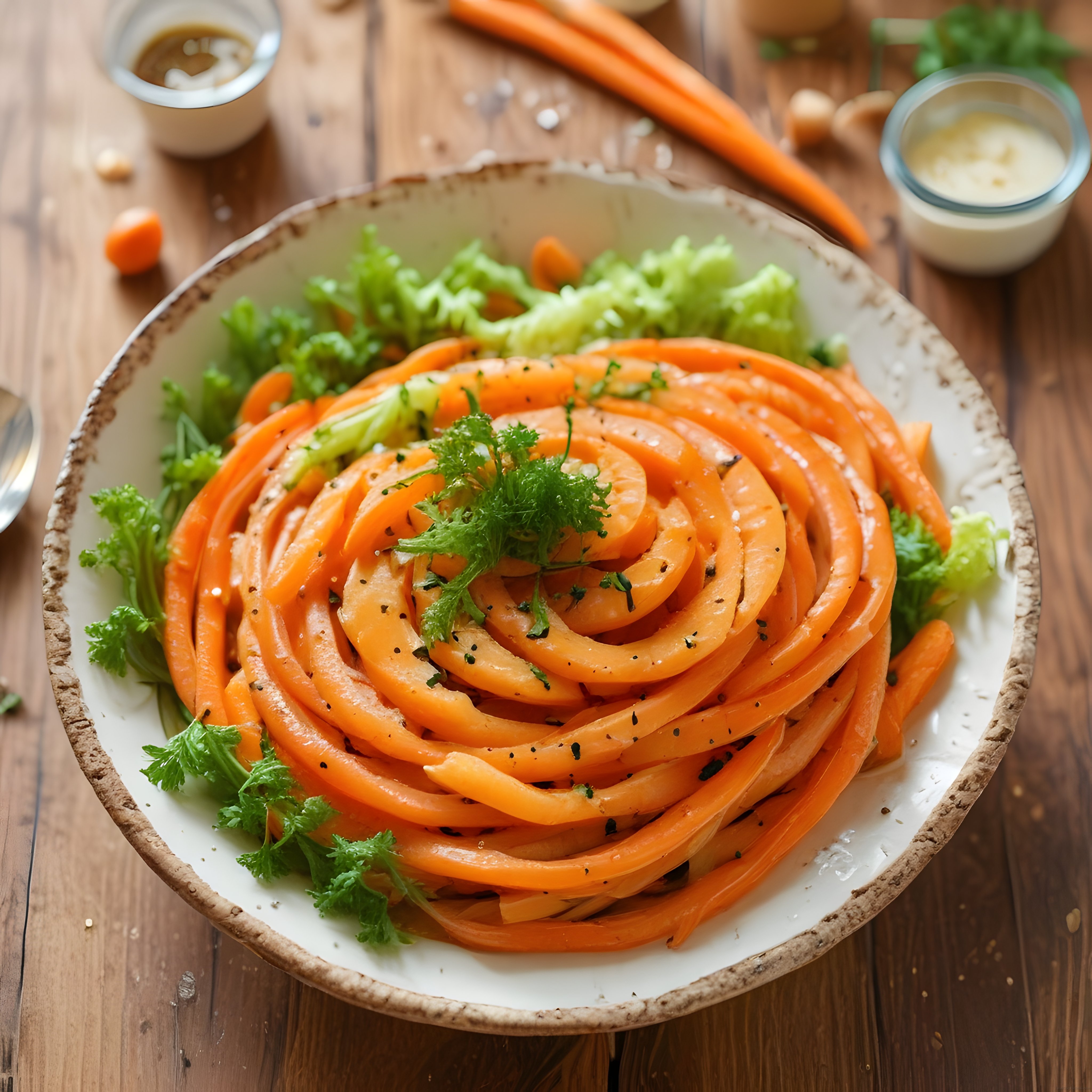 Organik Havuç Spiralli Salata: Sağlıklı ve Renkli Yemek Tarifi