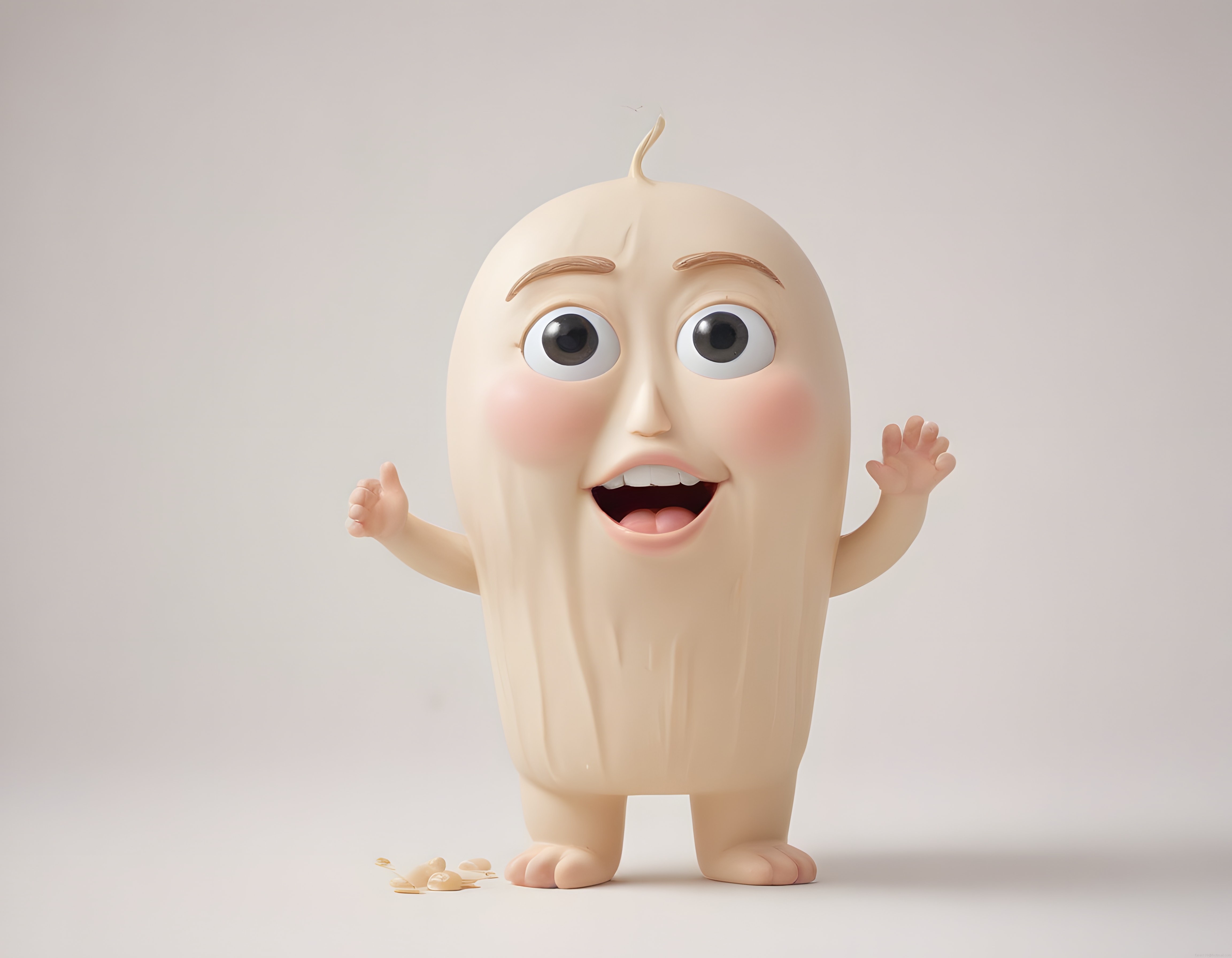 Organik Şekilli 3D Karakterin Bebeksi ve Şaşkın Animasyon Portresi