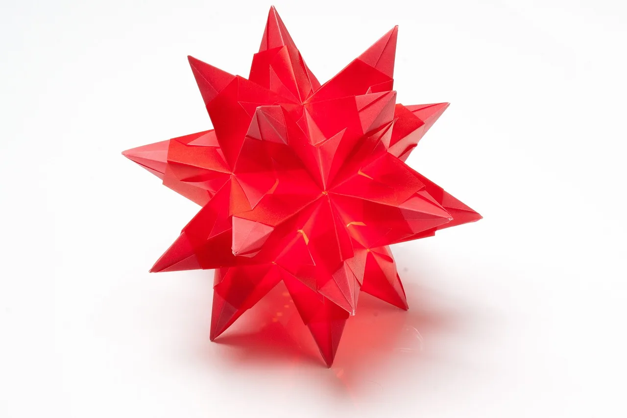 Origami kırmızı yıldız - üç boyutlu süs