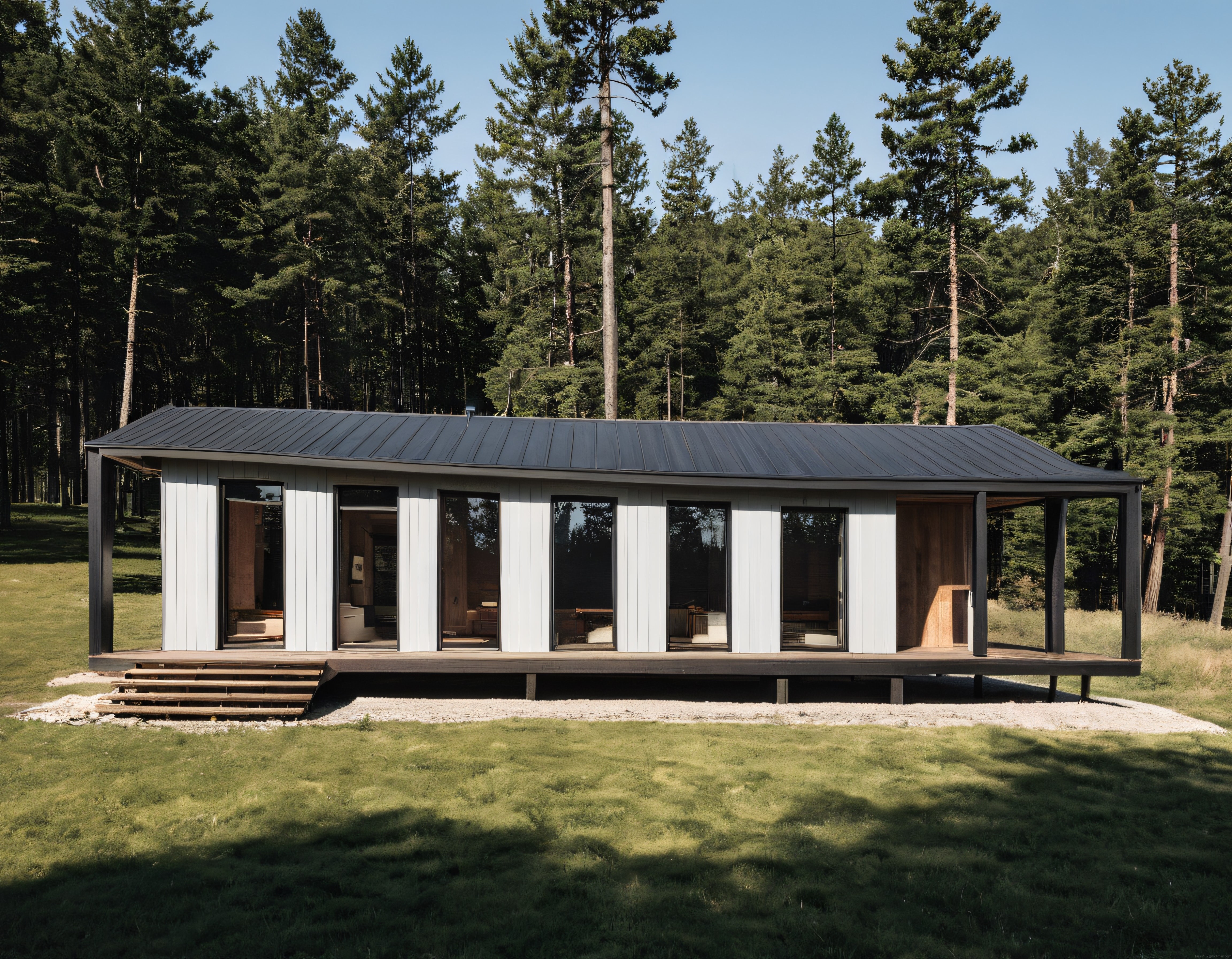 Orman İçinde Cam Cepheli Modern Minimalist Ev ve Huzurlu Doğal Yaşam Alanı