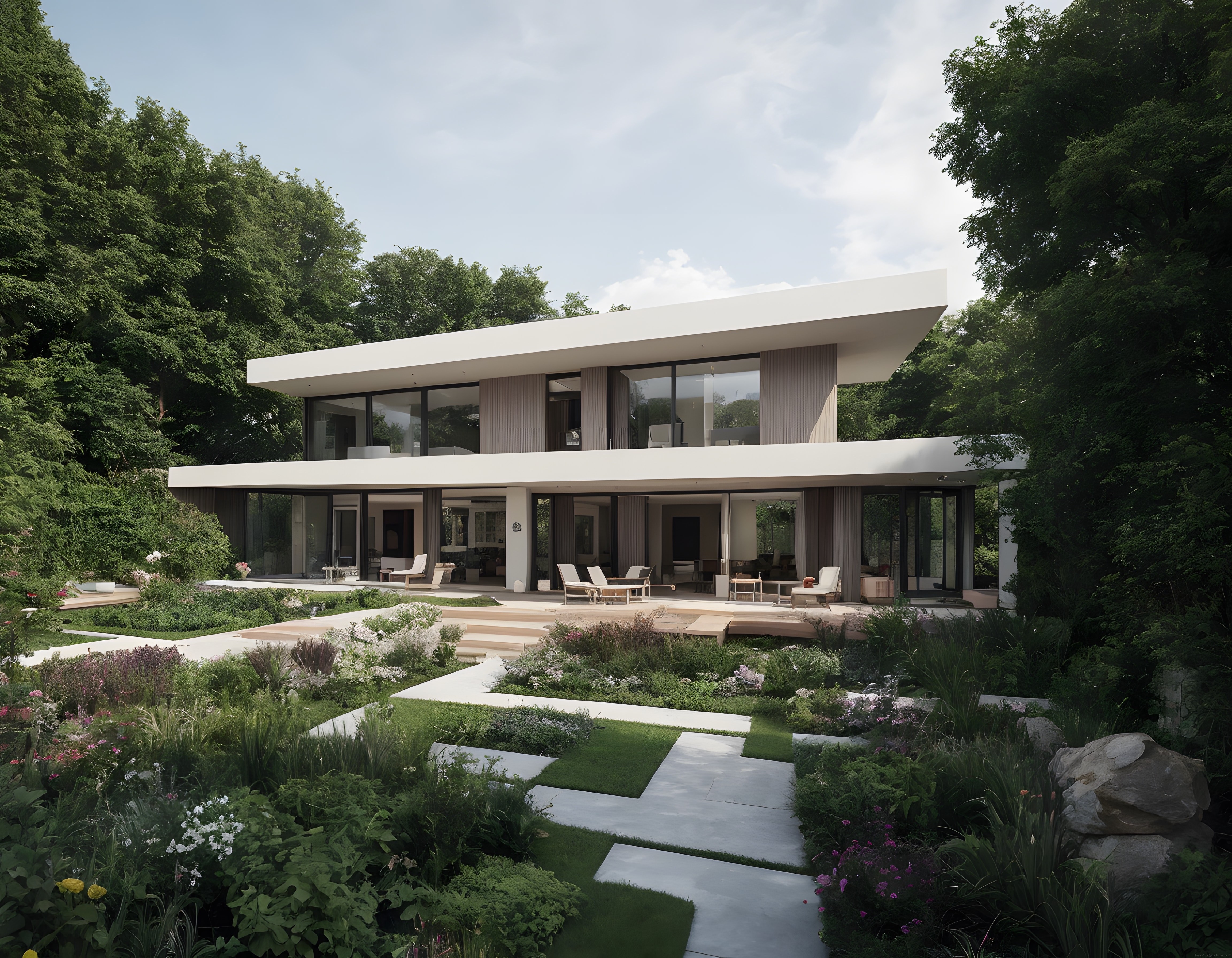 Orman İçinde Modern Bir Villa: Minimalist Mimari ve Huzurlu Bahçe