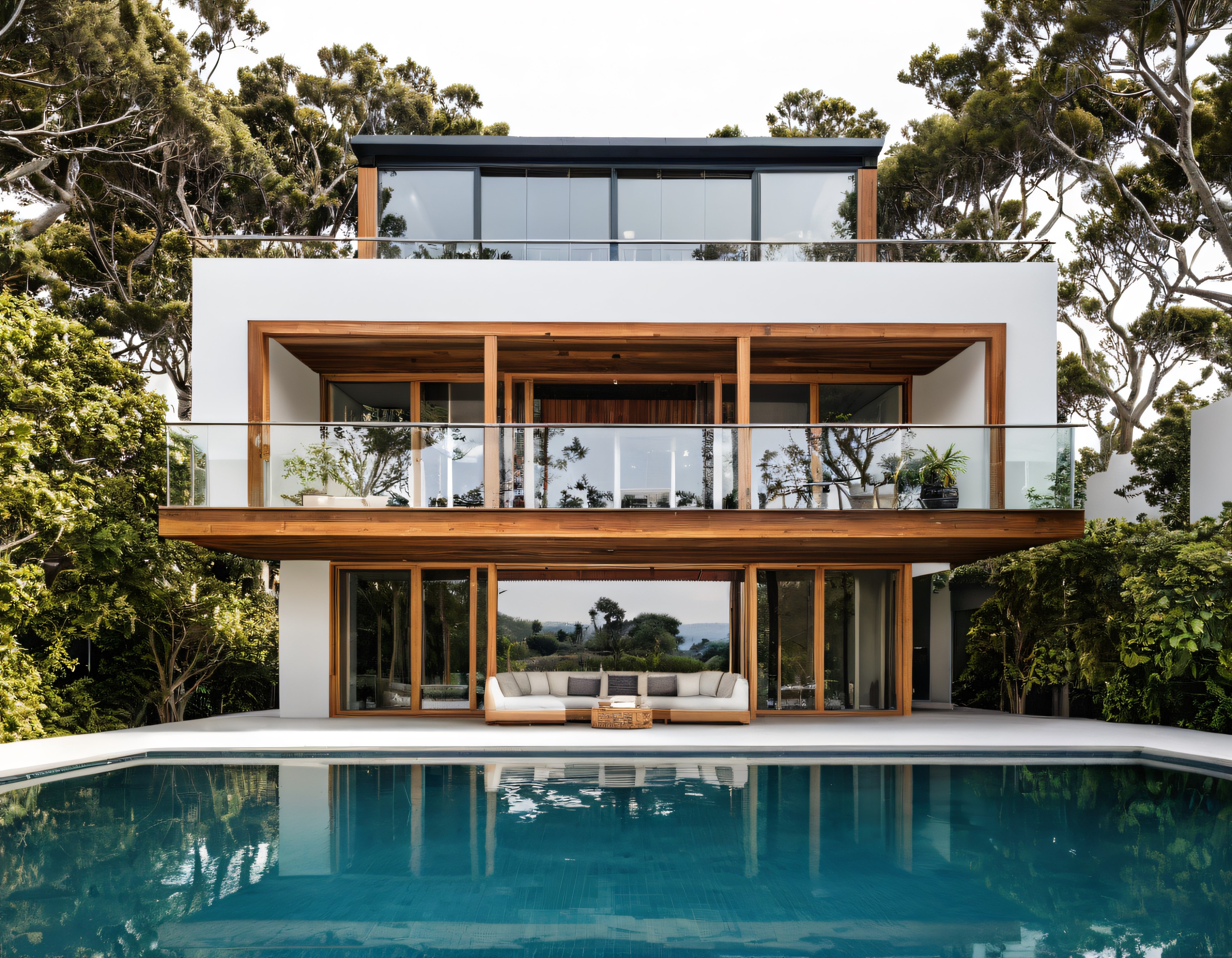 Orman İçindeki Modern Havuzlu Villa: Doğayla İç İçe Lüks Mimari Dekor