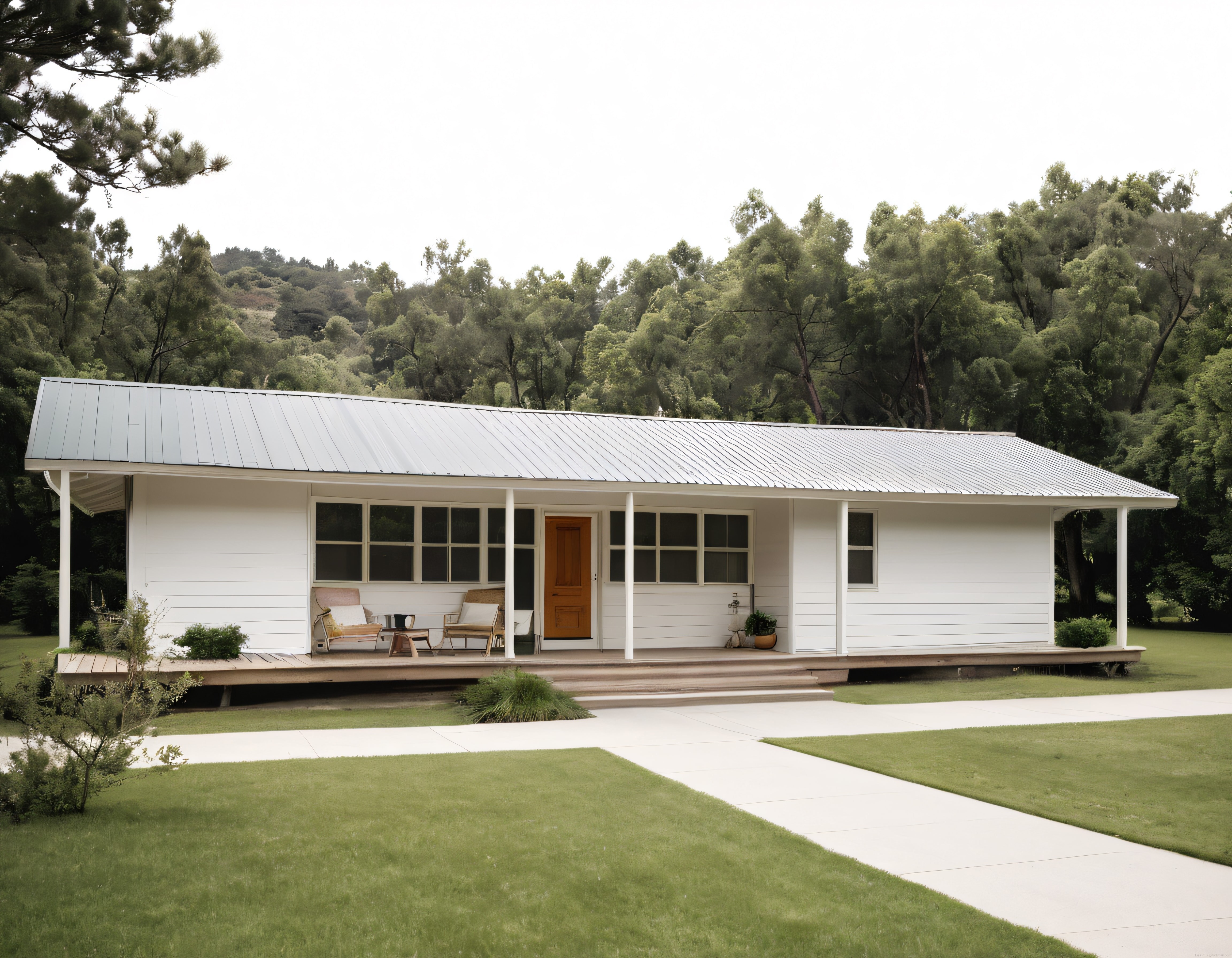 Orman Kenarında Beyaz Çatılı Modern Kır Evi ve Doğal Yaşam Atmosferi