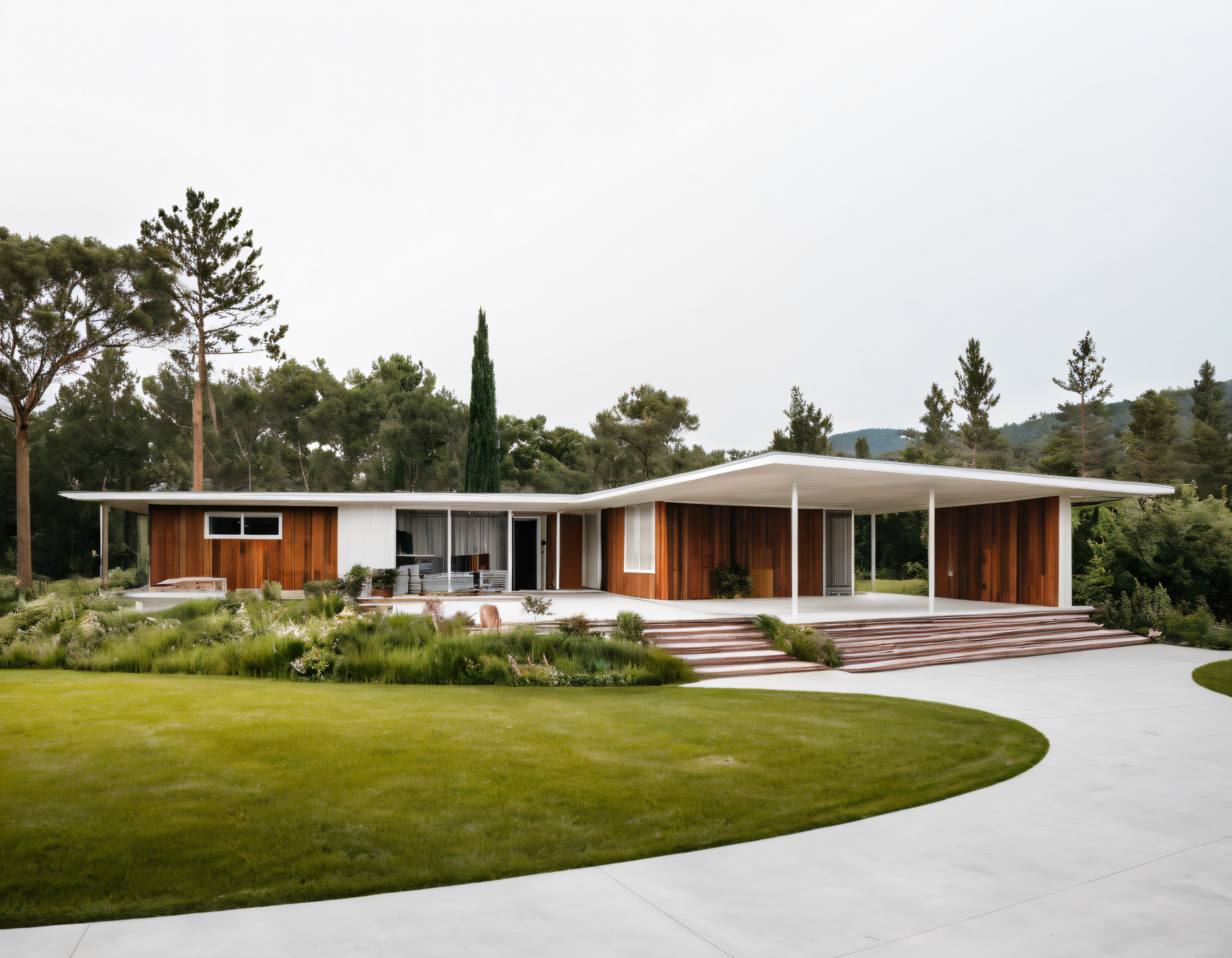 Orman Kenarında Yer Alan Çarpıcı Modern Mimari ve Geniş Terasıyla Ahşap Villa