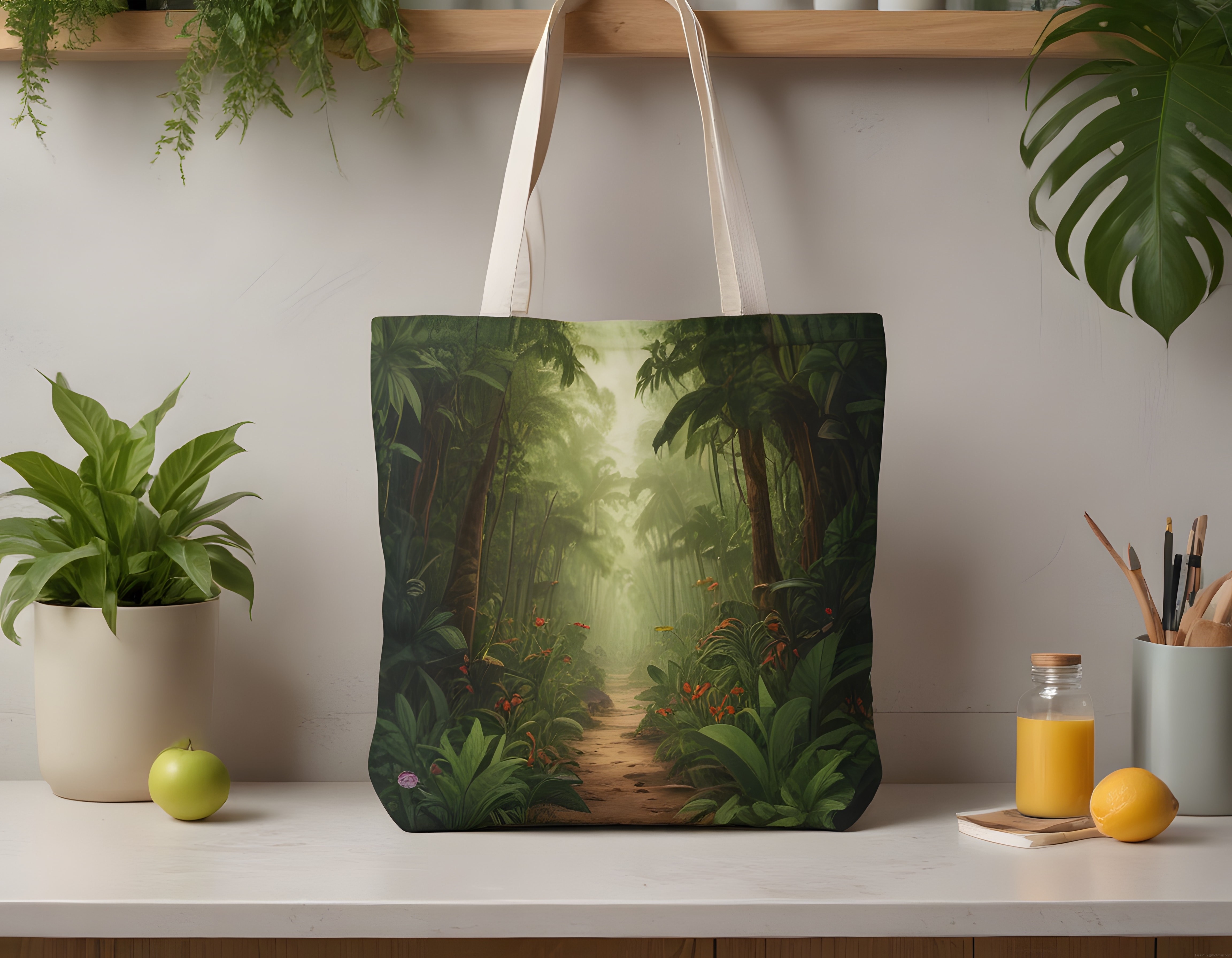 Orman Manzaralı Bez Çanta: Doğa Temalı Tote Bag ile Sürdürülebilir Stil
