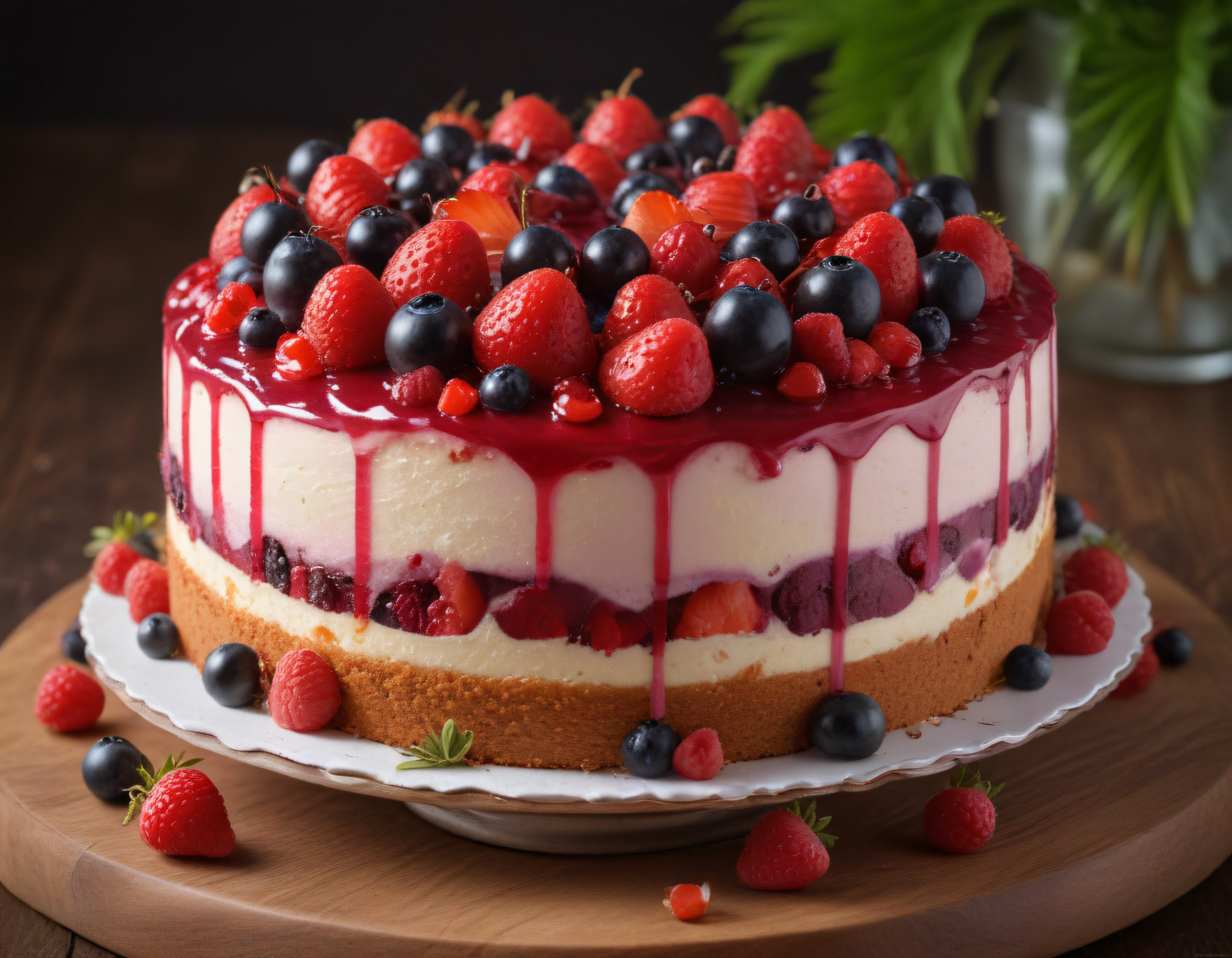 Orman Meyveli Cheesecake: Kremalı Taban Üzerinde Taze Yaz Meyveleriyle Süslü