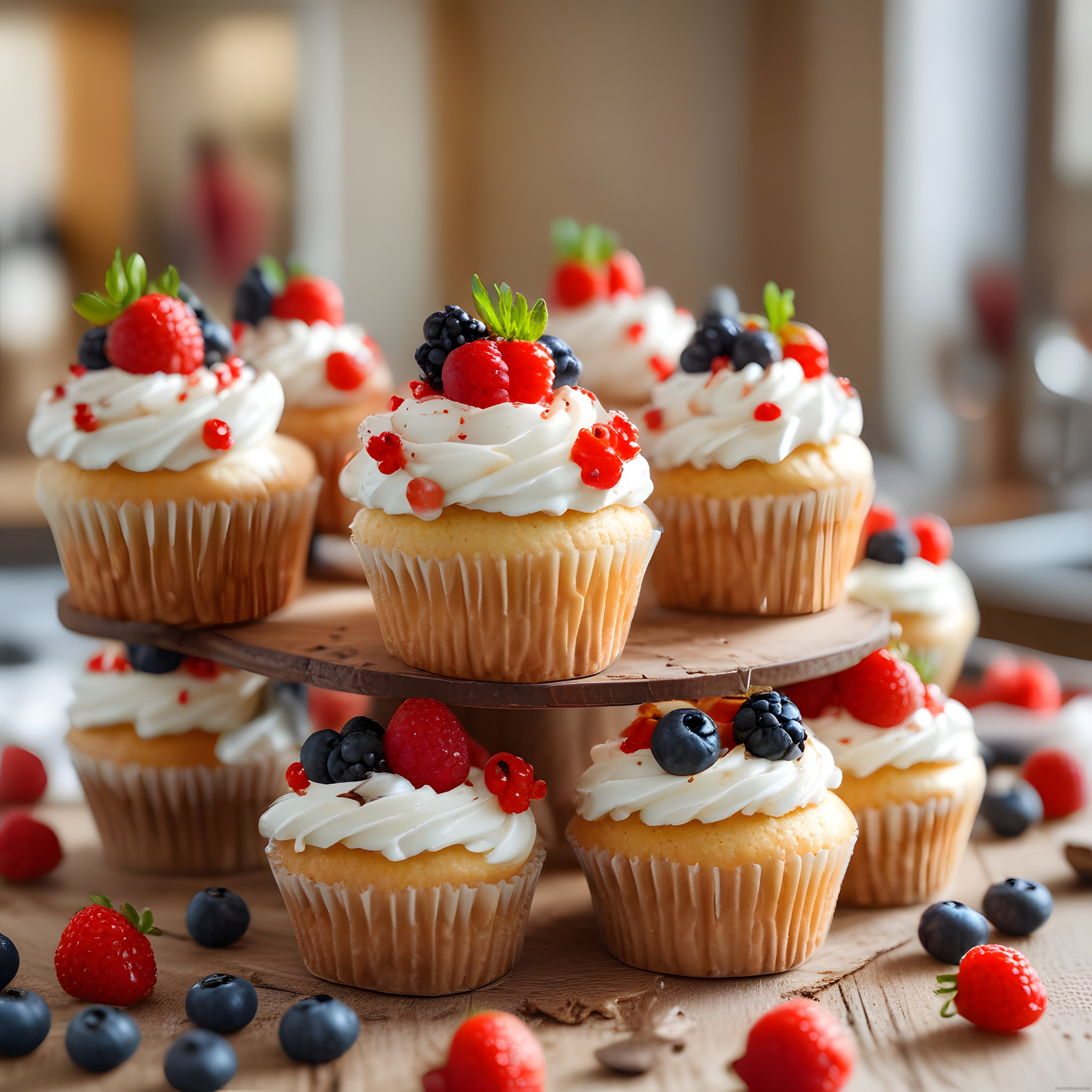 Orman Meyveli Kremalı Cupcake'lerle Nefis ve Şık Bir Sunum