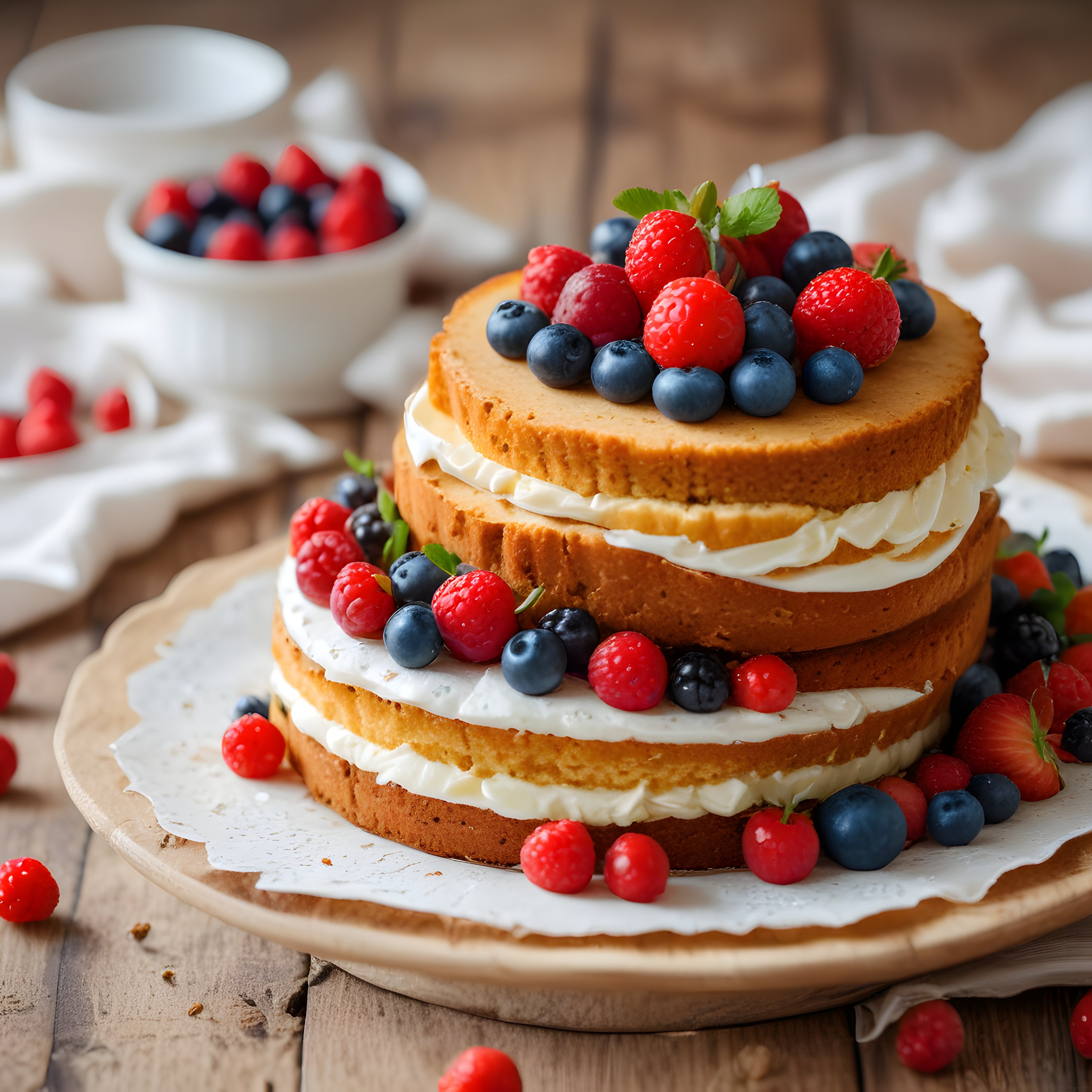 Orman Meyveli Kremalı Naked Cake: Ev Yapımı Üç Katlı Pasta Tarifi