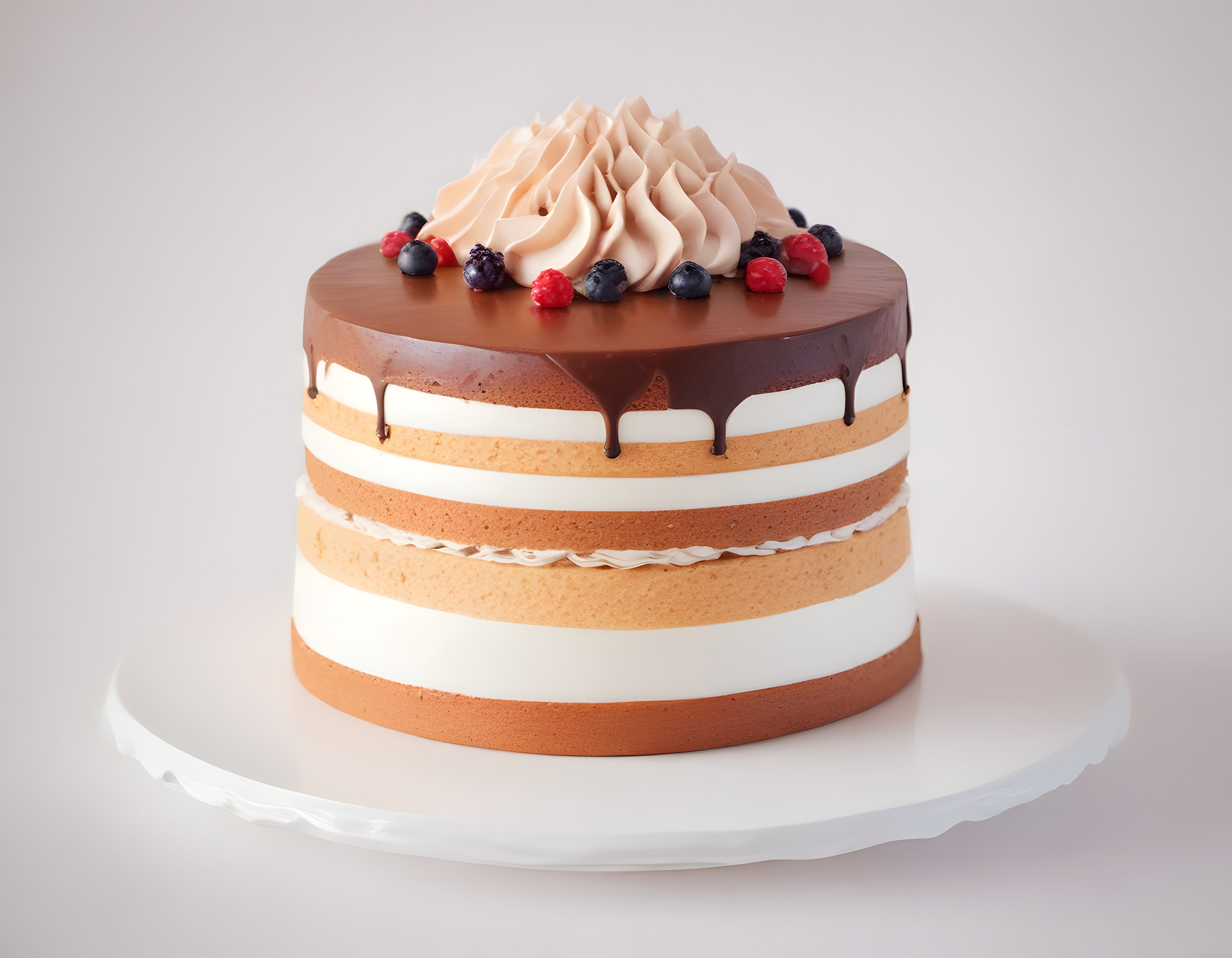 Orman Meyveli ve Çikolata Soslu Naked Cake Butik Pasta Tasarımı