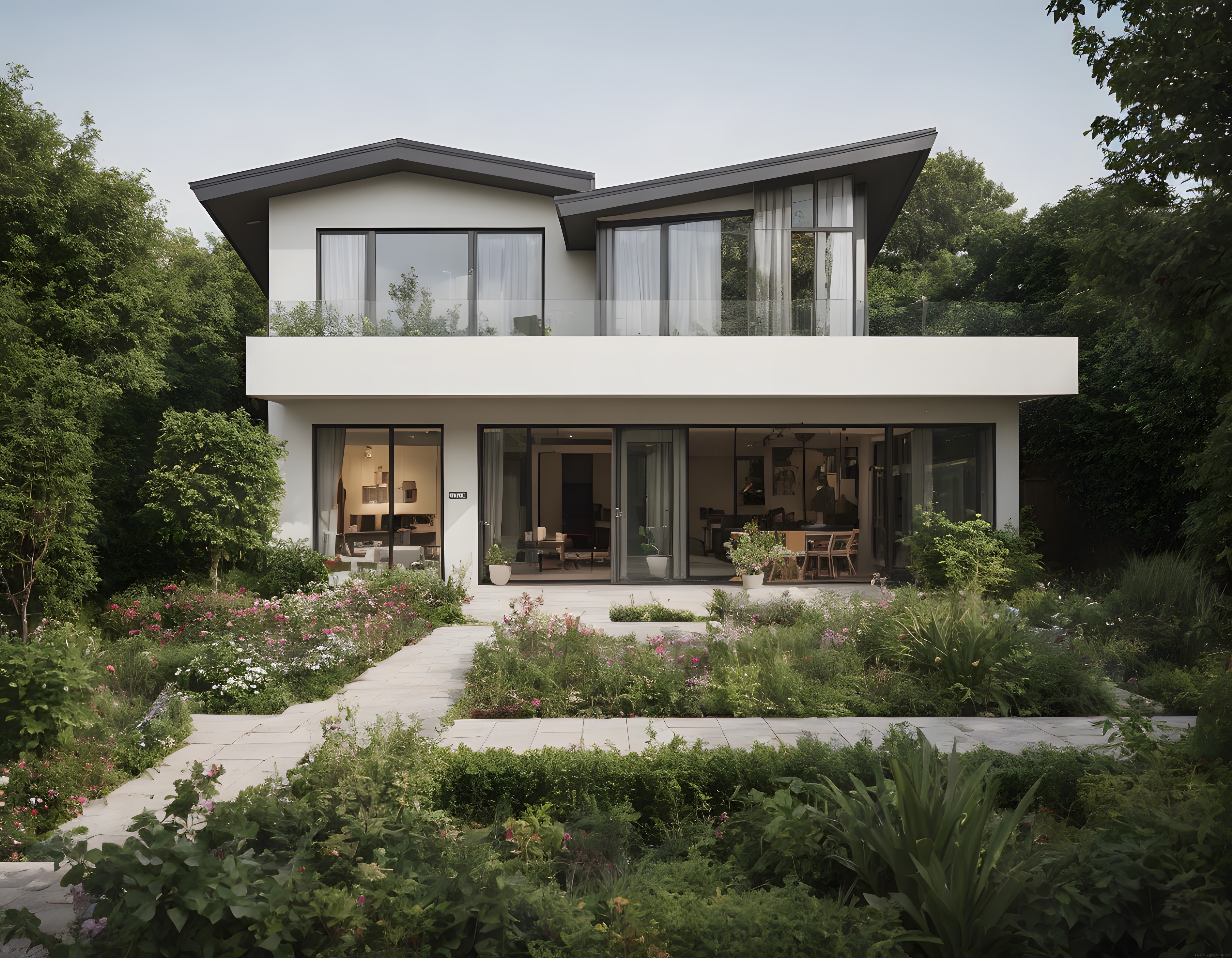 Ormanın İçinde Sıradışı Modern Cam Cepheli Minimalist Lüks Villa Tasarımı
