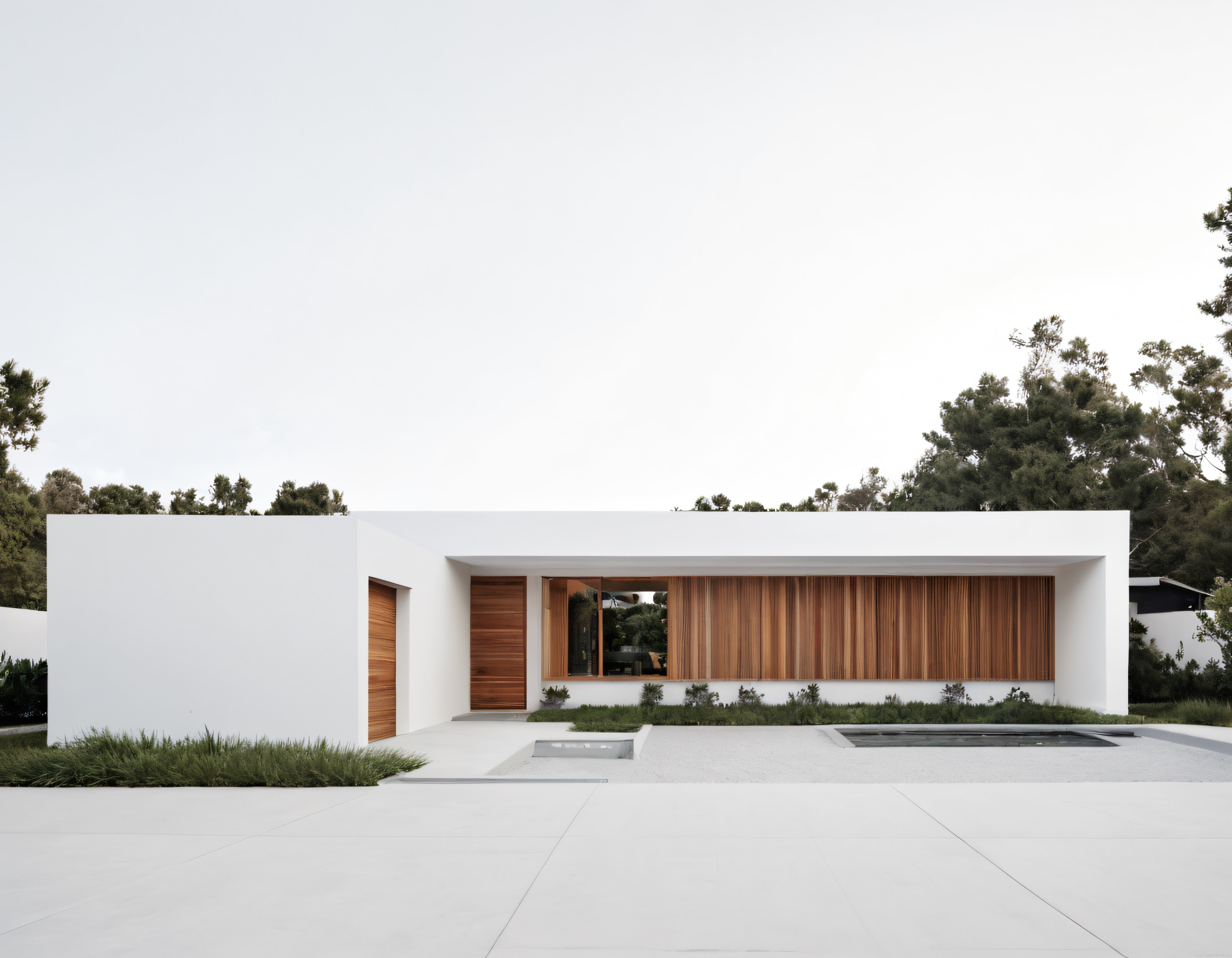 Ormanın İçinde Yer Alan Sade Çizgili Modern Minimalist Villa Projesi