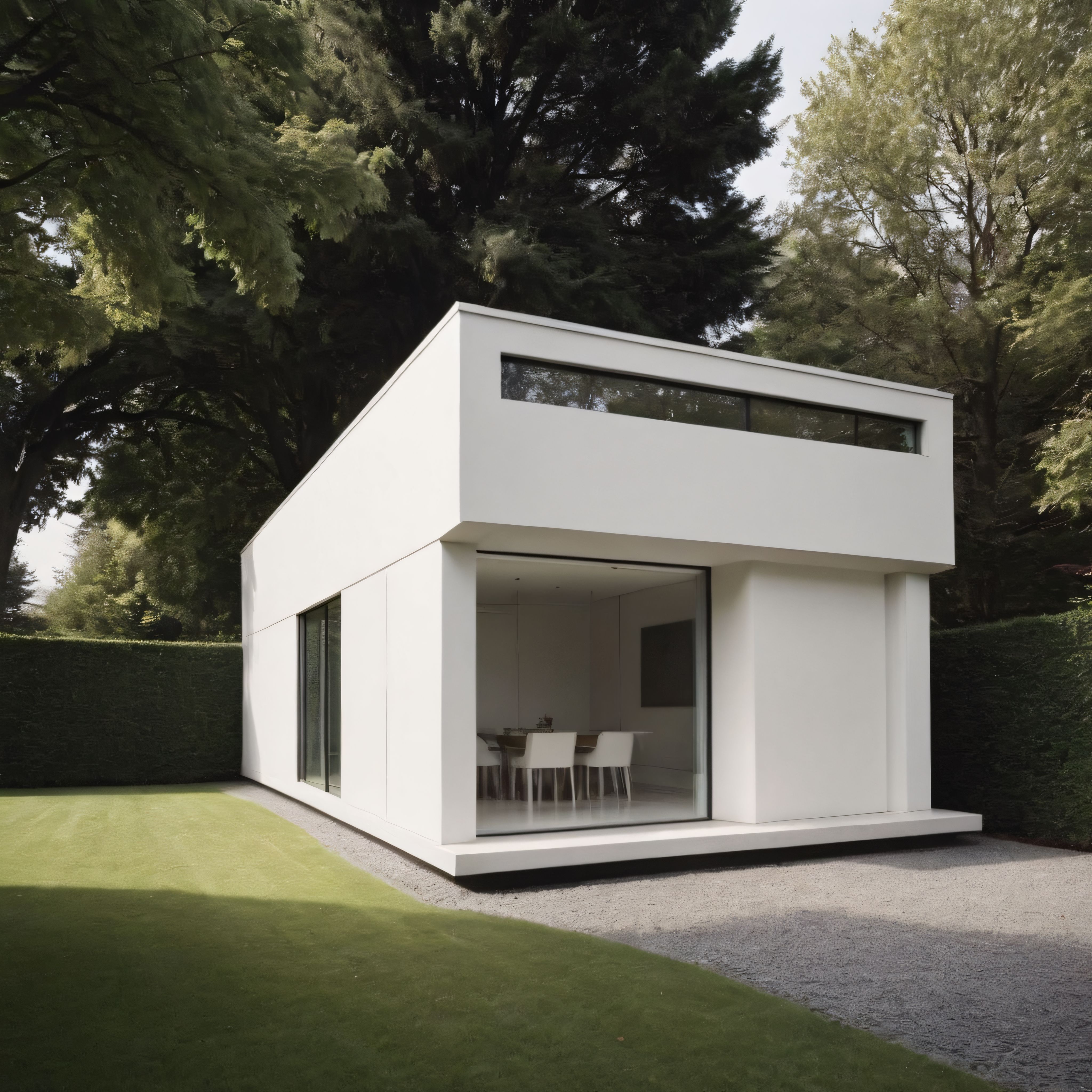 Ormanın İçindeki Modern Beyaz Villa: Minimalist Mimarinin Doğayla Uyumu
