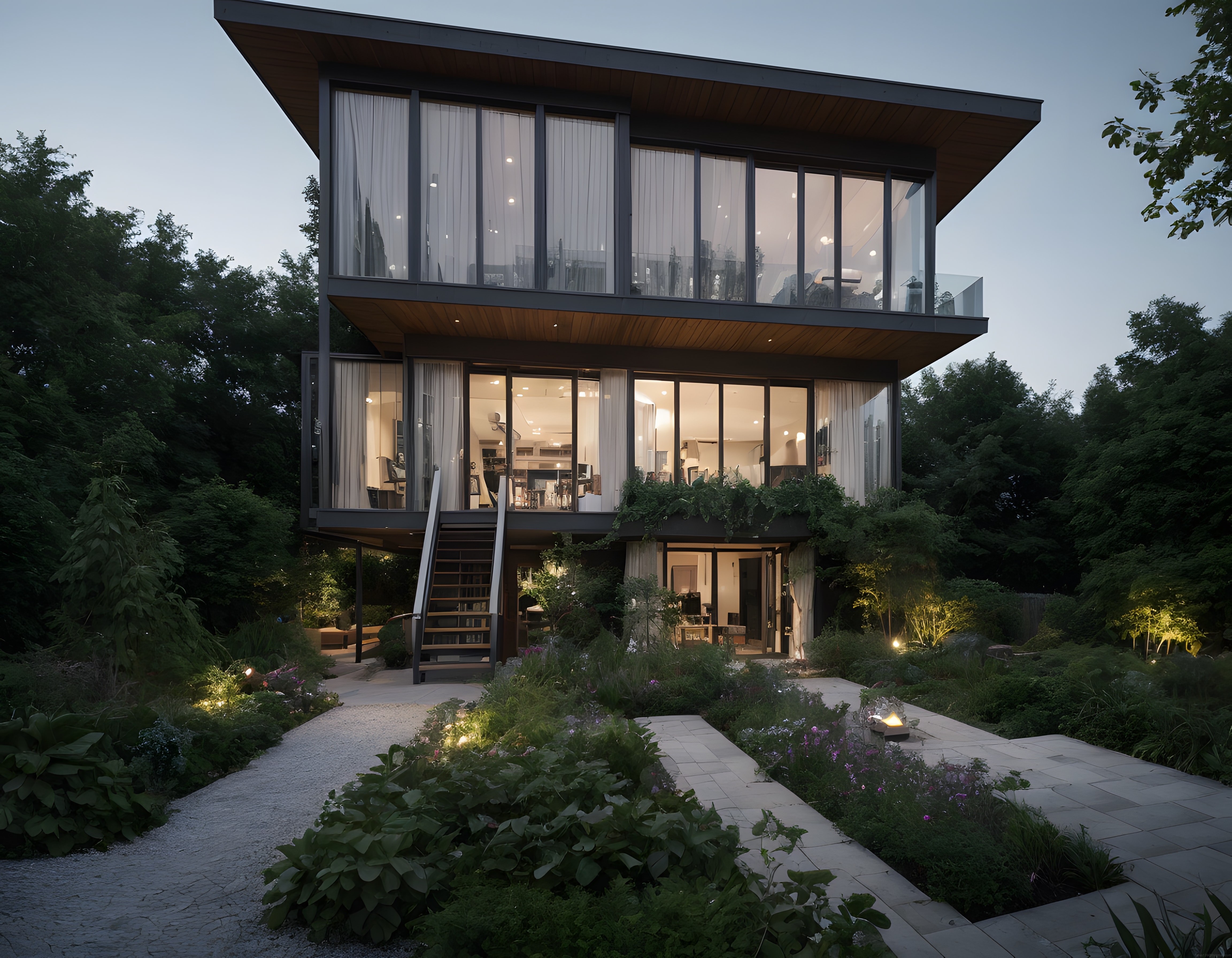 Ormanın Kalbinde Cam Cepheli Modern Villa Mimarisi ve Peyzaj Tasarımı