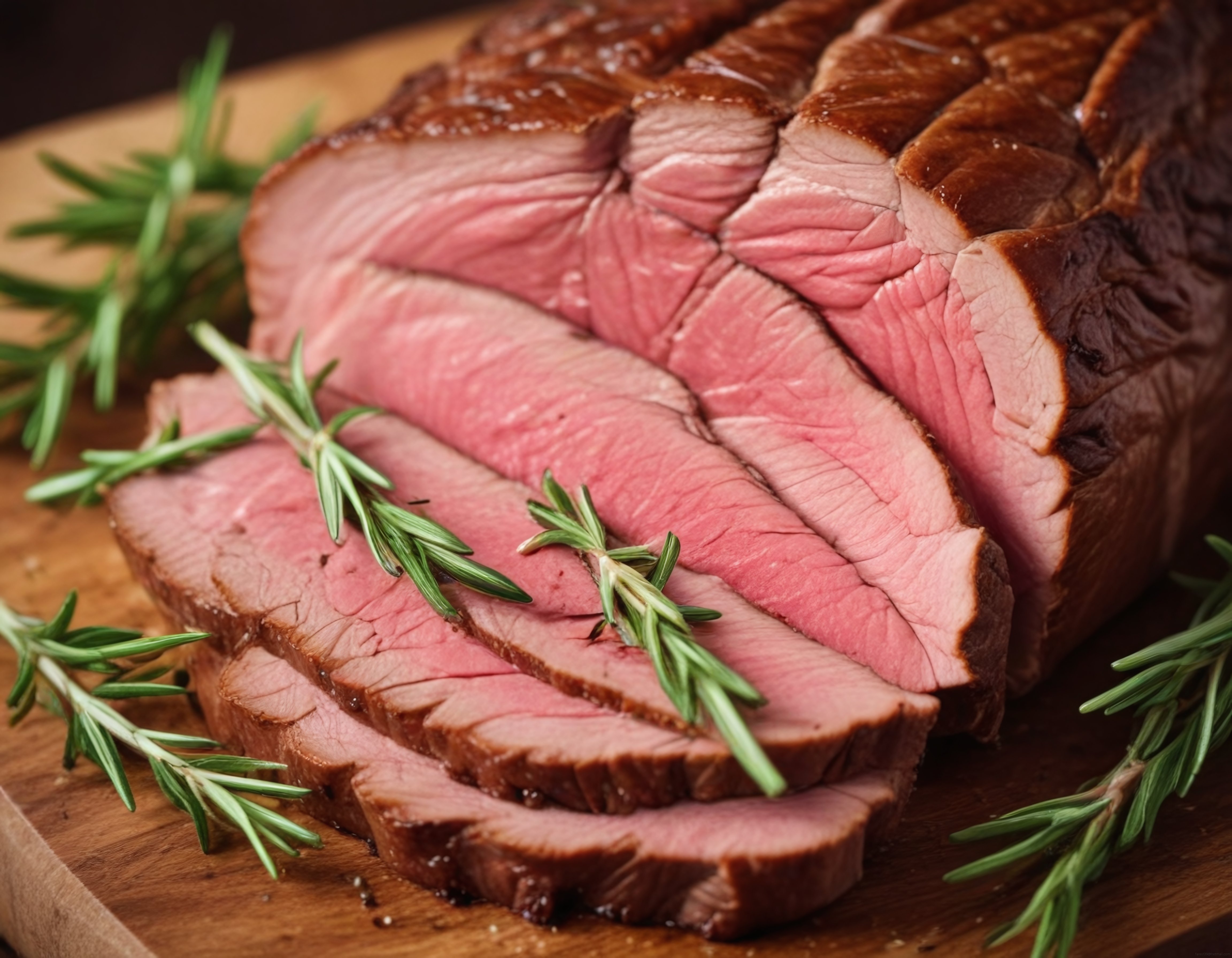 Orta Pişmiş Biberiyeli Dana Rosto ve Ahşap Sunum Tahtası Görseli