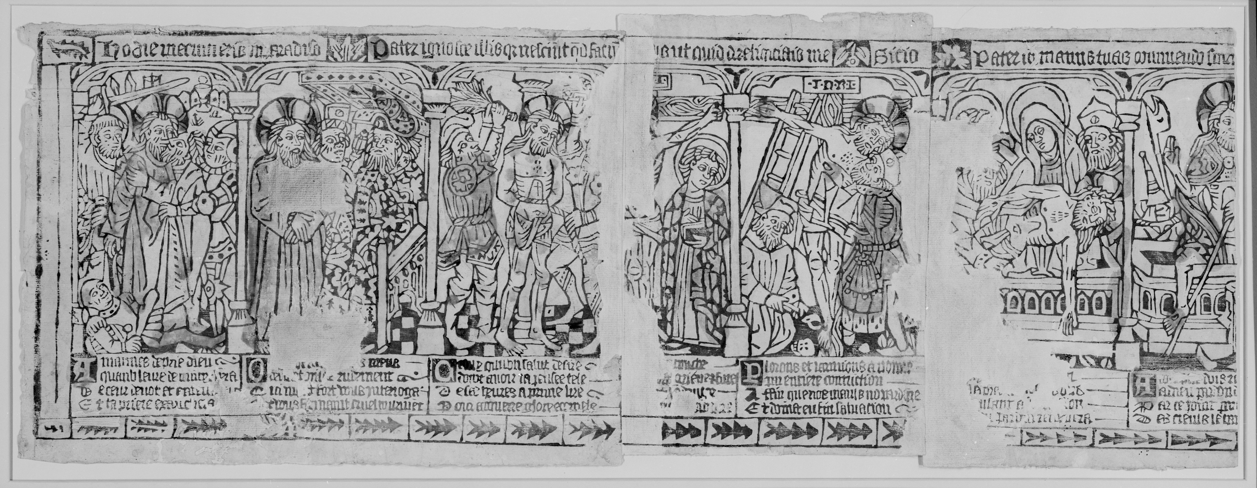 Ortaçağ Dini Blok Baskı: Biblia Pauperum Tarzı Dört Panel İllüstrasyon