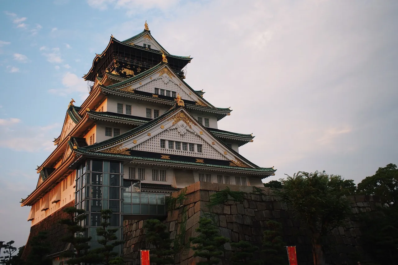 Osaka Kalesi geleneksel Japon mimarisi fotoğrafı